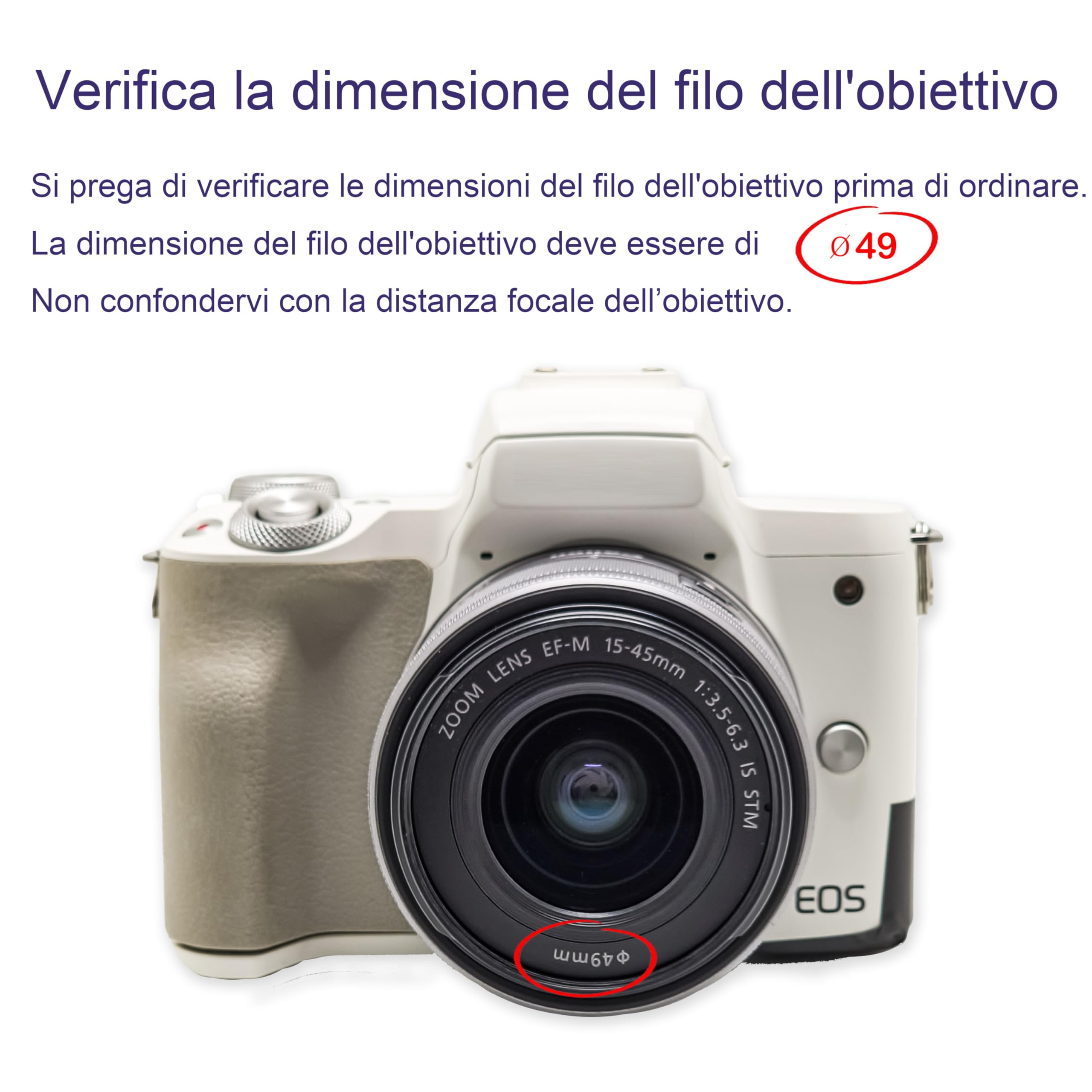 Obiettivo grandangolare da 49 mm 0,75x HD (porzione macro), per Canon EOS M6 M50 Mark II M100 M200 con obiettivi EF-M 15-45 mm, R50 R100 accessori, compatibile con obiettivi RF-S 18-45 mm