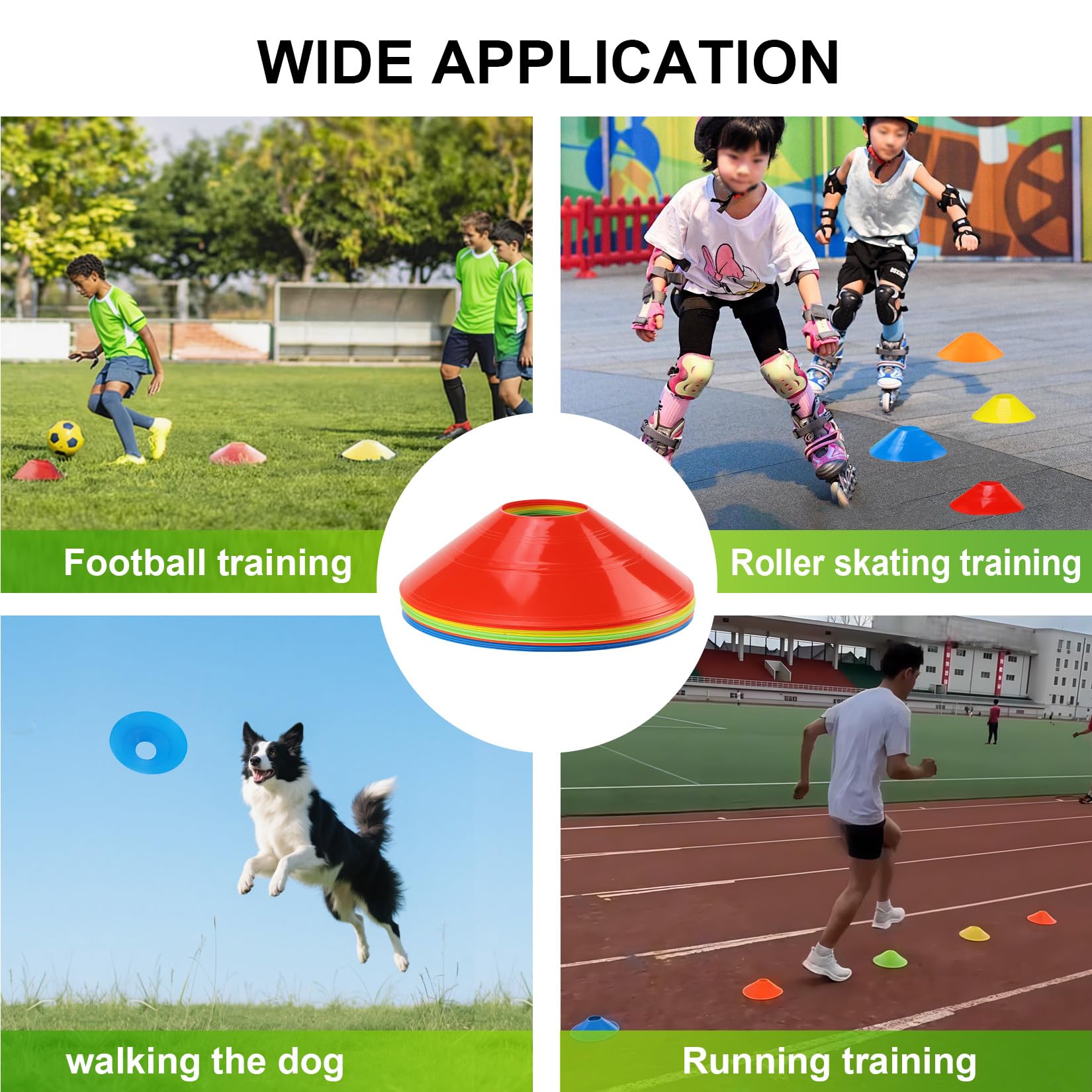 Xujinsongg 20 Pièces Plots de Marquage pour Football Cône, Plots Entraînement Cônes de Marquage, cônes de Football pour Hockey, Patinage sur Glace, Handball, entraînement de Coordination