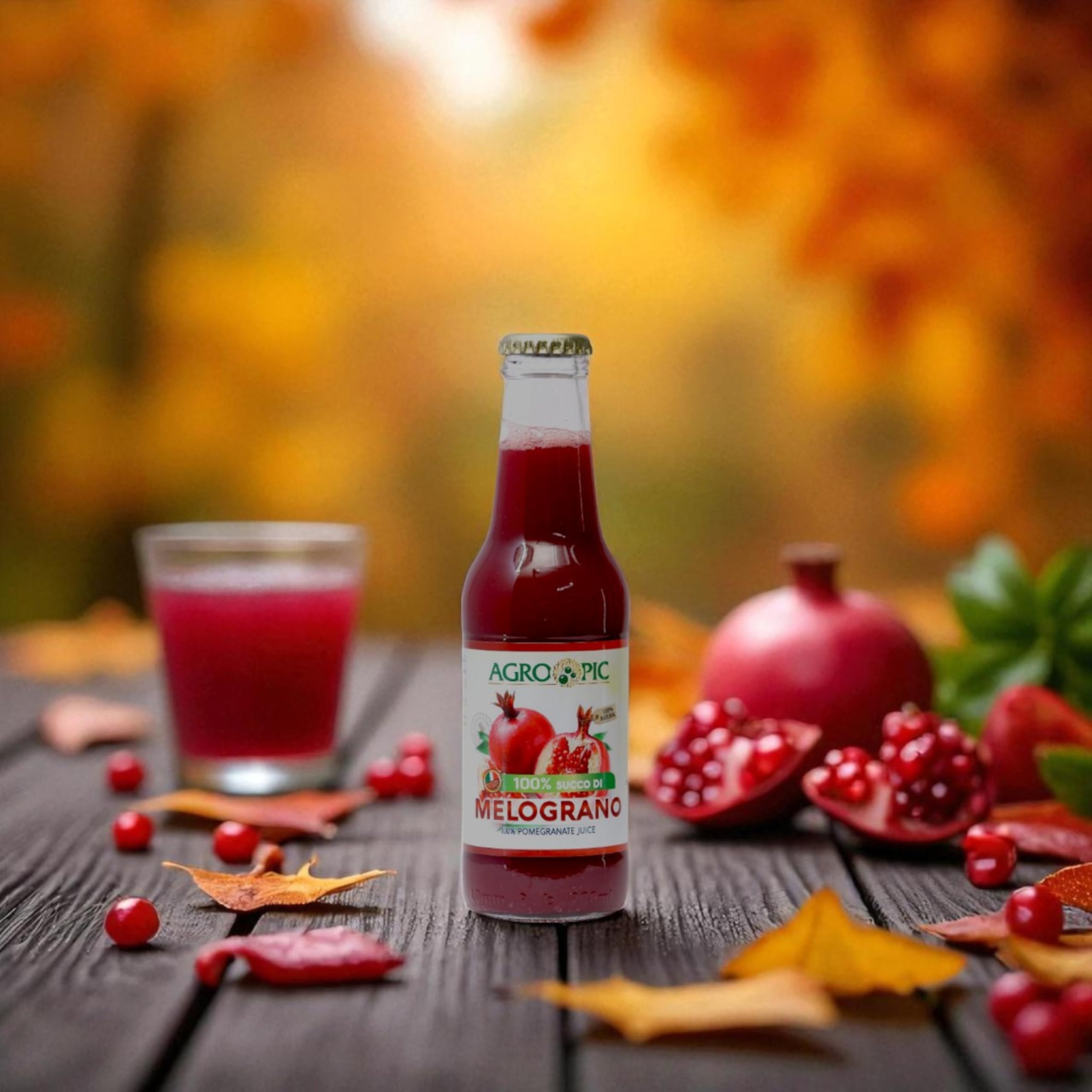 Agropic Succo di Melograno 100%, 12 bottiglie da 200 ml di puro succo di melograno senza zuccheri aggiunti, senza conservanti, Made in Italy - 2