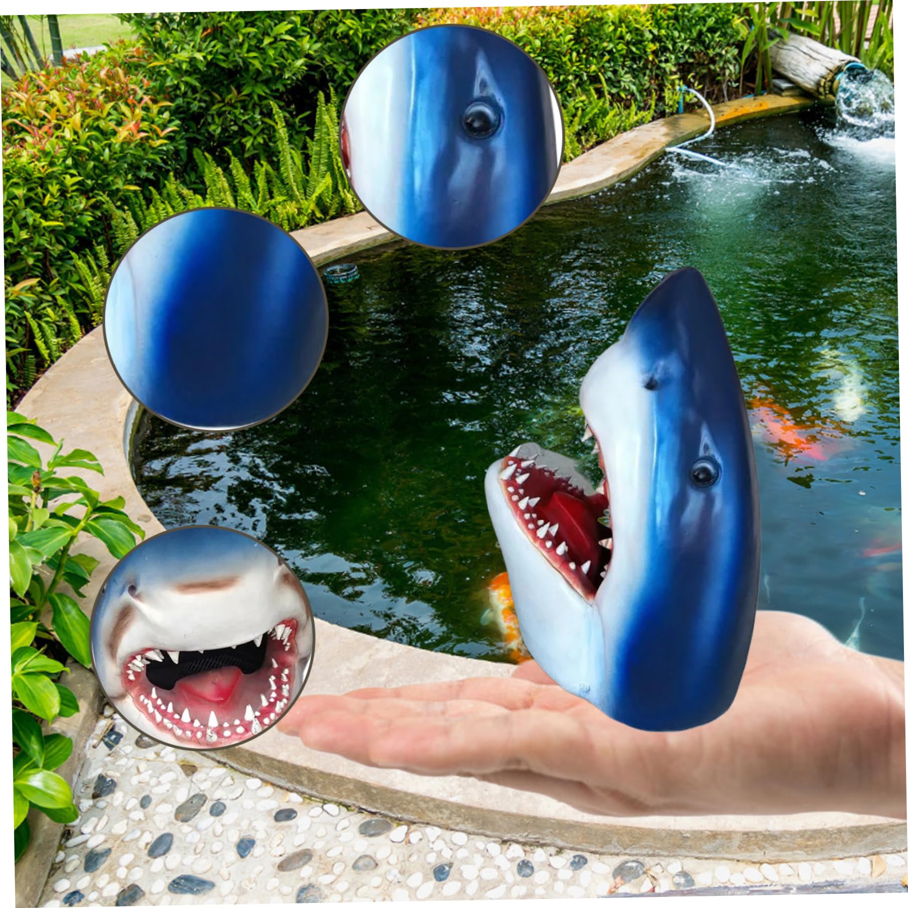 Amazon.co.jp: Wedhapy Shark Head Garden and Wall Art Statue 樹脂製
