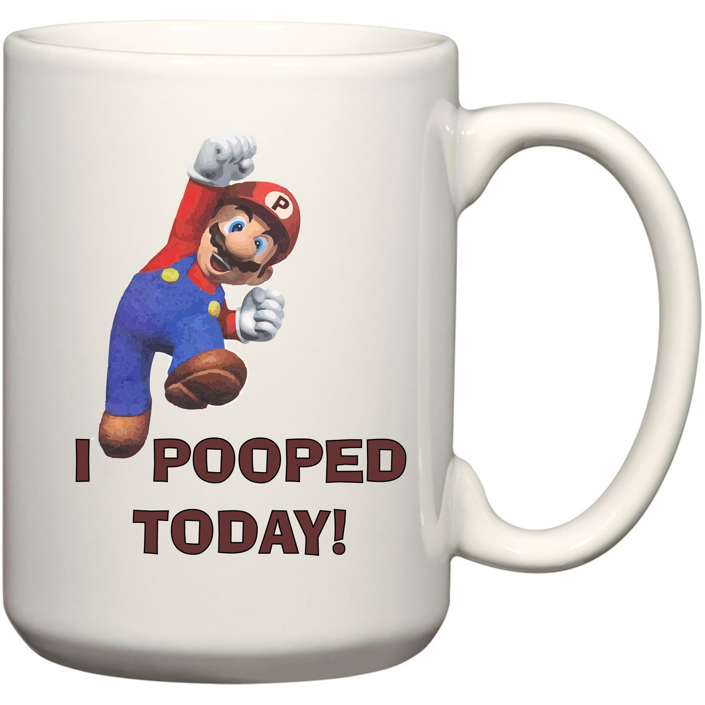I Pooped Today Super Hero Mario Inspired Funny Coffee Office Tea Cup 15 oz Mug (Mario)