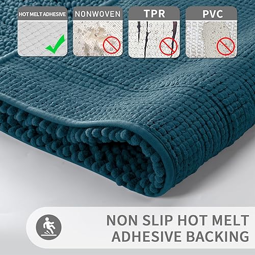 Miniatura 6 de Yimobra Juego de 2 alfombras de baño de felpilla suave y absorbente y alfombra para inodoro en forma de U, antideslizante, lavable a máquina, de