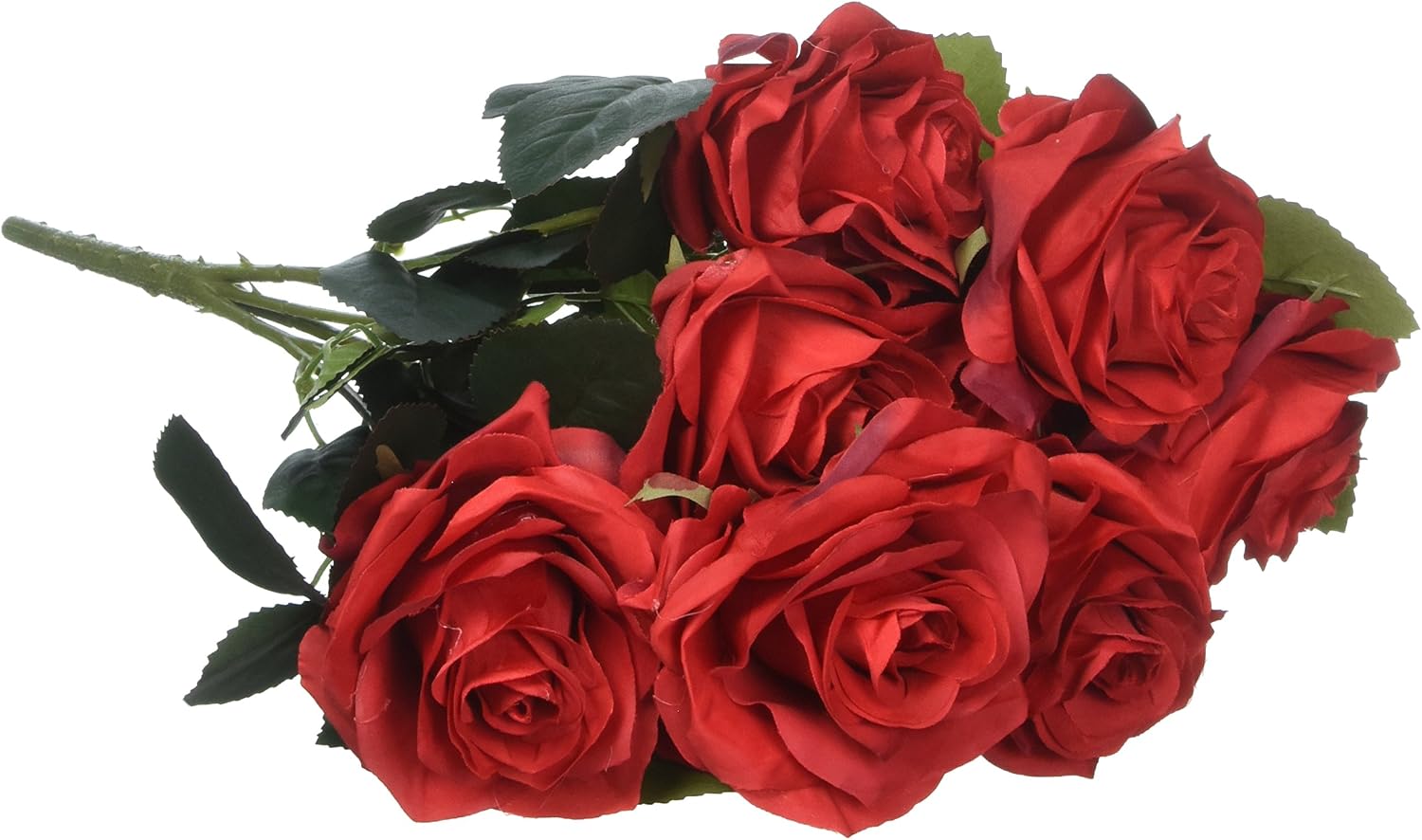 Silk Red Rose 10 Heads SOLEDI Artificial Flower French Rose Fake for Bridal Bouquet Wedding Living Room Table Home Garden Decoration