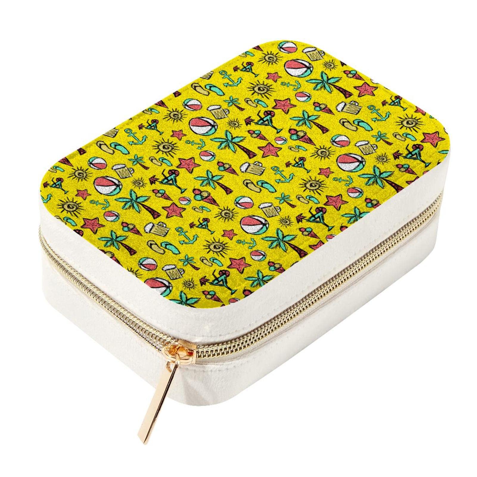 Organisateur de bijoux en velours jaune compact et nomade