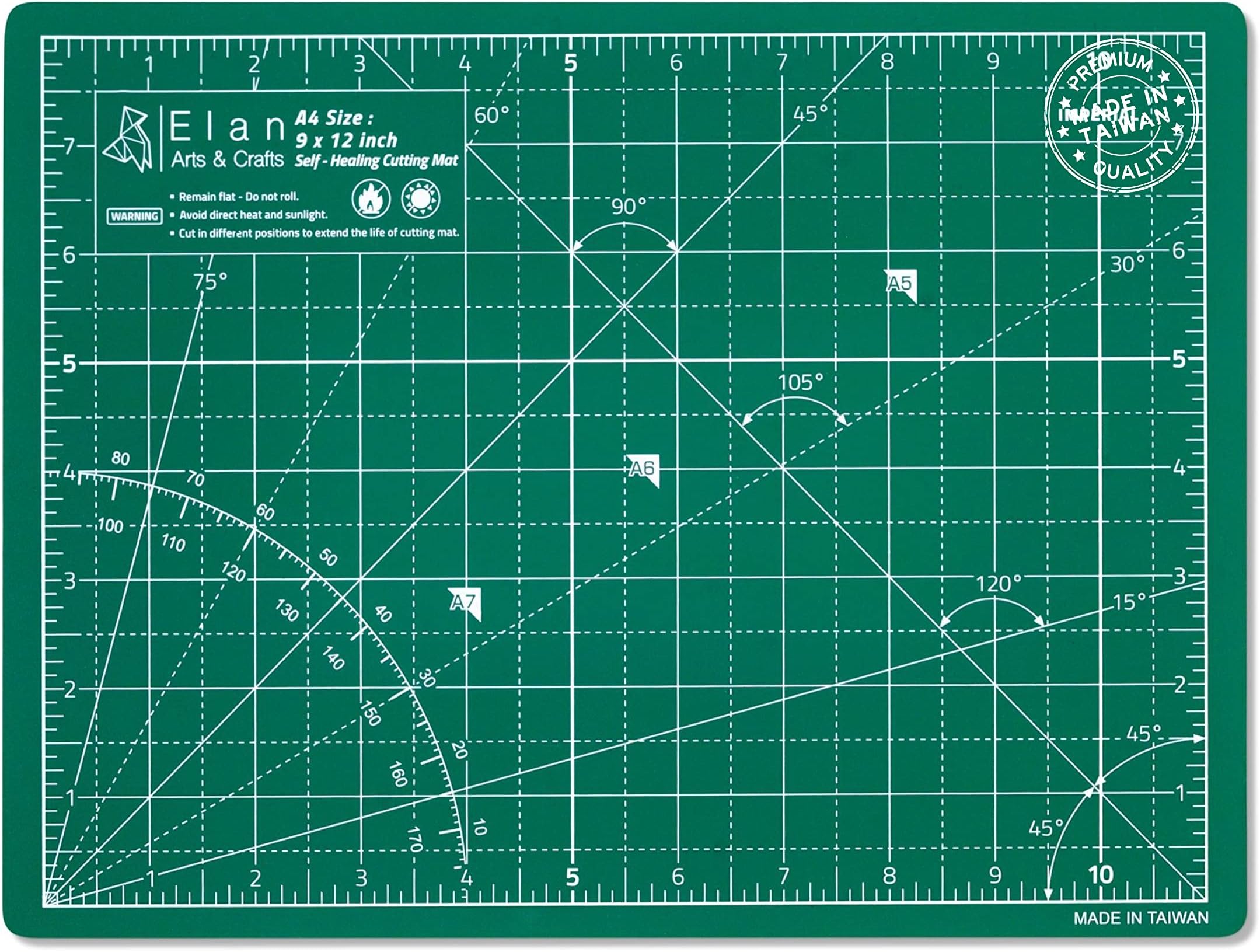 Elan Cutter Mat, Crafting Supplies, Double-Sided A4 (9 inch x 12 inch) Cutting Mat for Home and Commercial Use