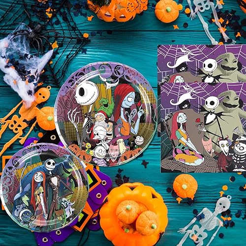Miniatura 3 de Decoraciones de fiesta de Halloween, juego de vajilla para fiesta de antes de Navidad, suministros para fiesta, sirve a 20 invitados, suministros de