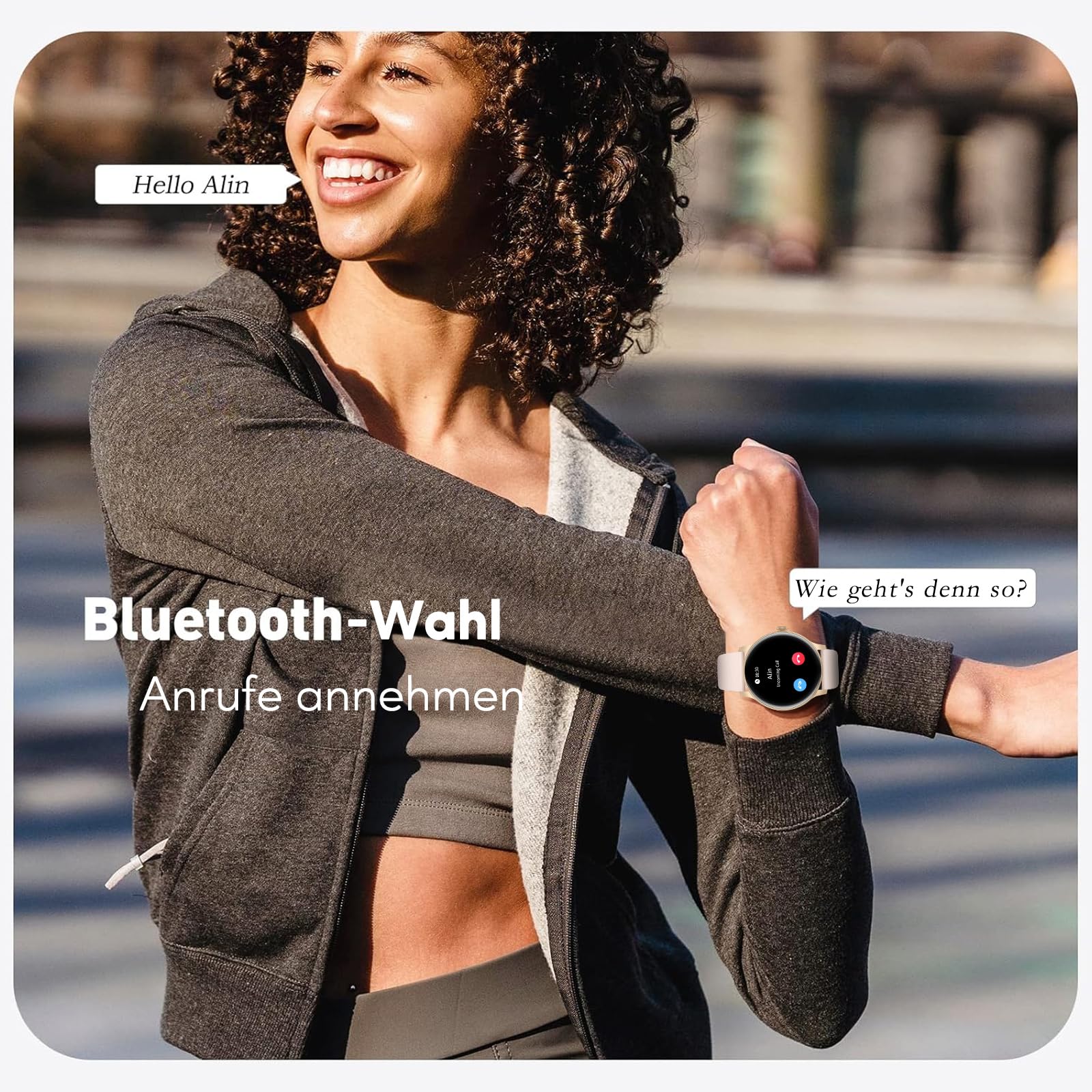 Smartwatch Damen Herren 1.38 Zoll HD-Display Bluetooth Anrufe Fitness Tracker Herzfrequenz SpO2 Schlafmonitor Schrittzähler IP68 Wasserdicht