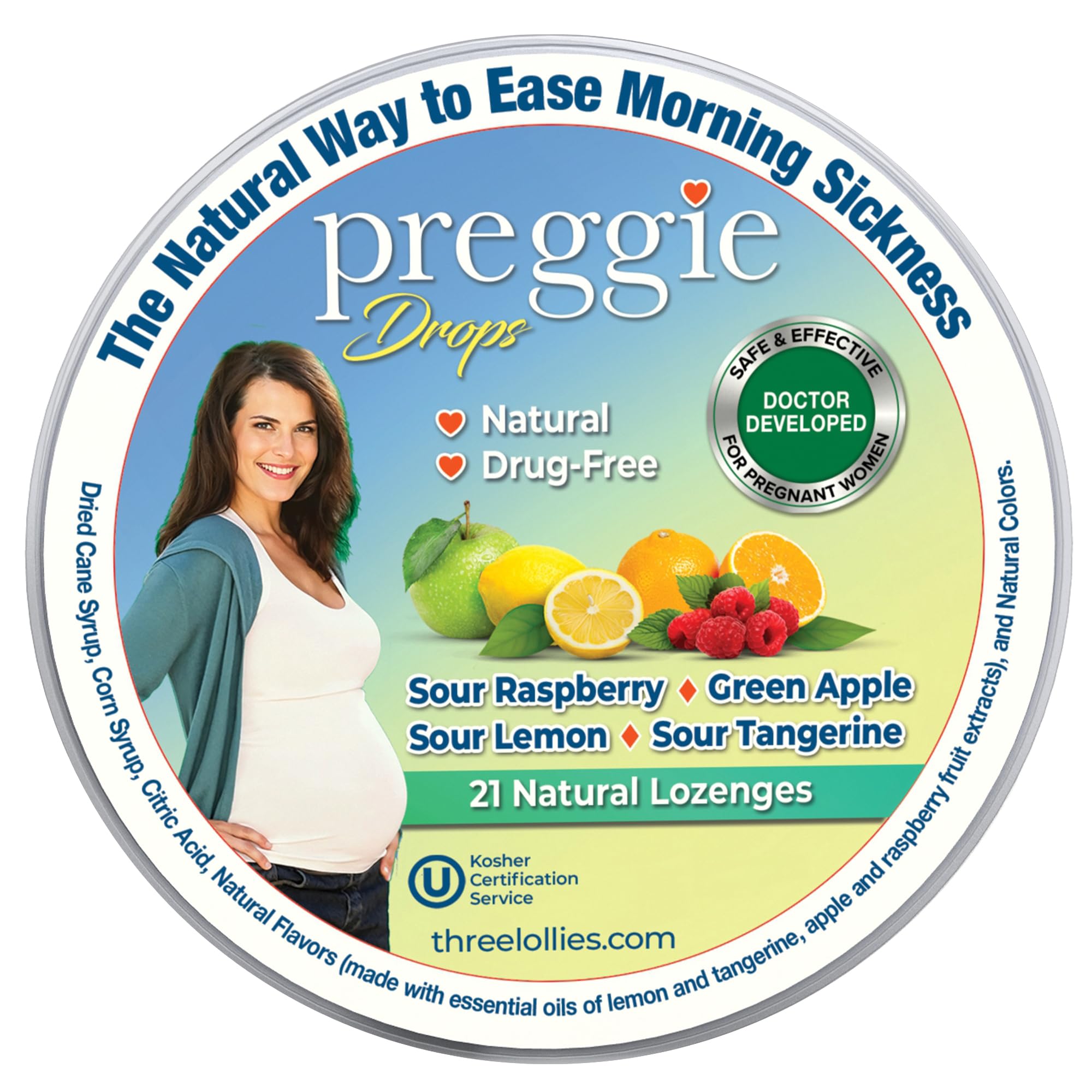 Three Lollies Preggie Pop Drops Pregnancy Candy, Variety, 21 Count