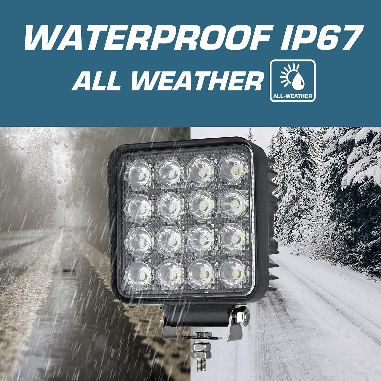 Ryme Automotive LED Work Light 48W Class 5-2500 Lumens · Spotlight Truck, Car 4x4, Tractor · 9-32 V · IP67 — view 6