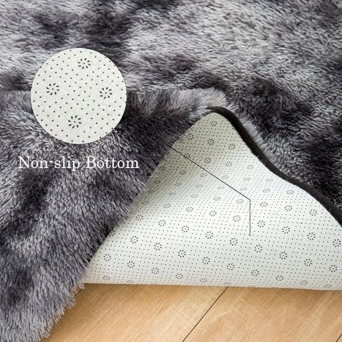 Miniatura 3 de AENRUO Alfombra esponjosa para sala de estar, de 5 x 8 pies, lujosa alfombra teñida con nudos, alfombra lanuda para dormitorio, sala de juegos,