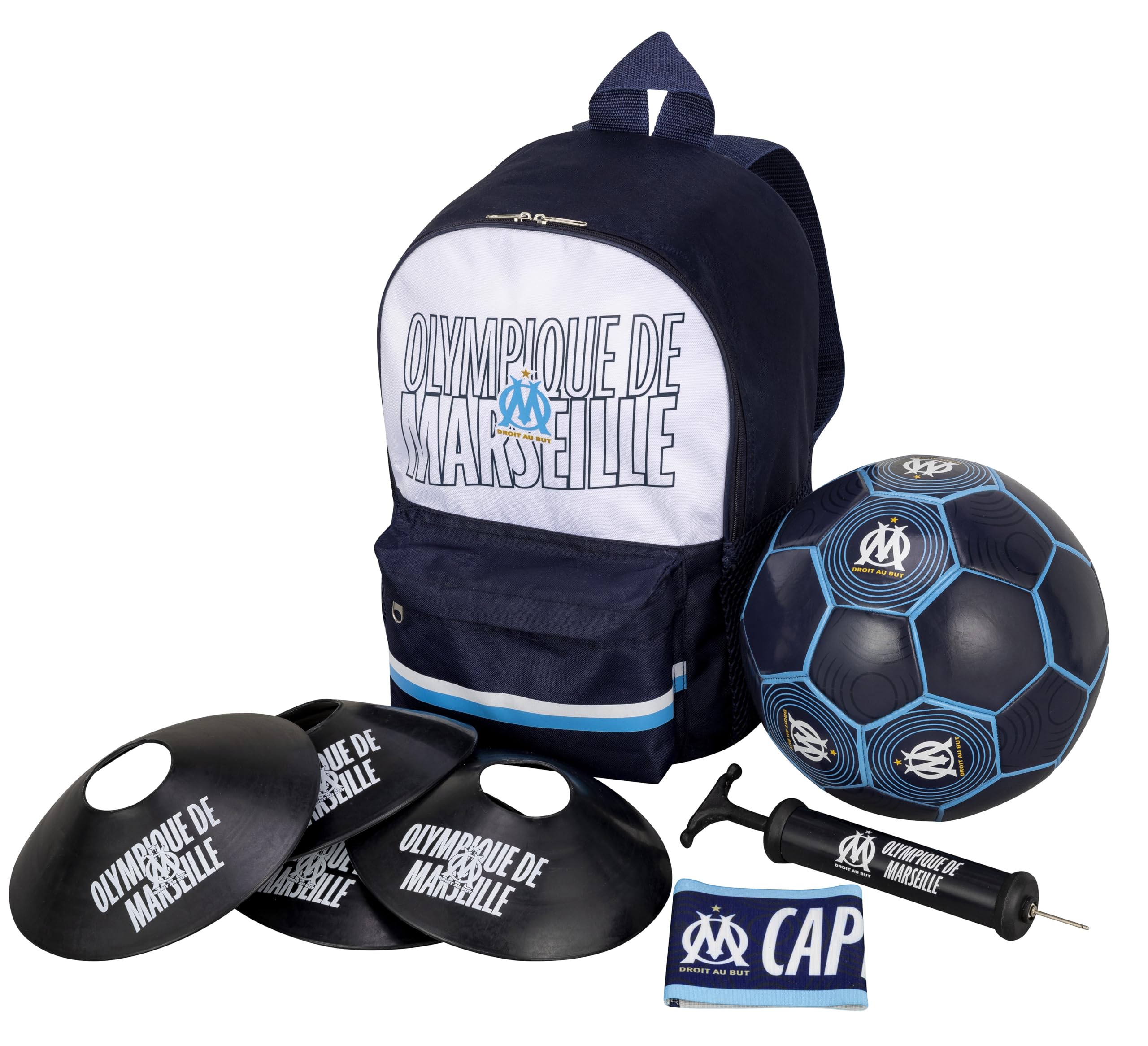 OLYMPIQUE DE MARSEILLE Football kit Enfant Om - Ballon Sac Pompe Brassard - Collection Officielle