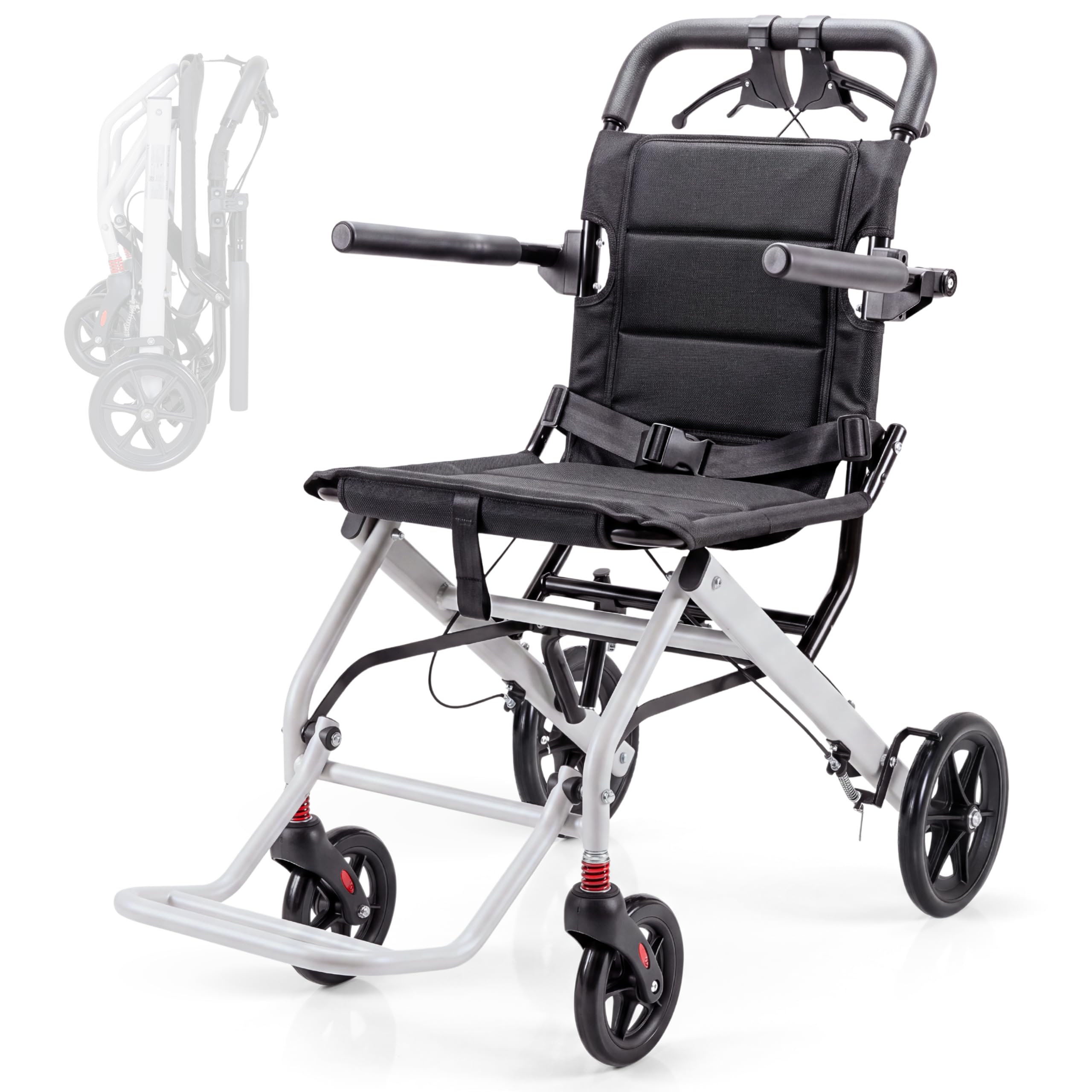 Mobiclinic®, Sedia a Rotelle da Tránsito, Pieghevole, per Brevi Tragitti | Sedile da 40 cm, Sistema di Bloccaggio del Freno, Braccioli e Poggiapiedi Pieghevoli, Leggera, Fino a 100 kg, Acciaio, Venus