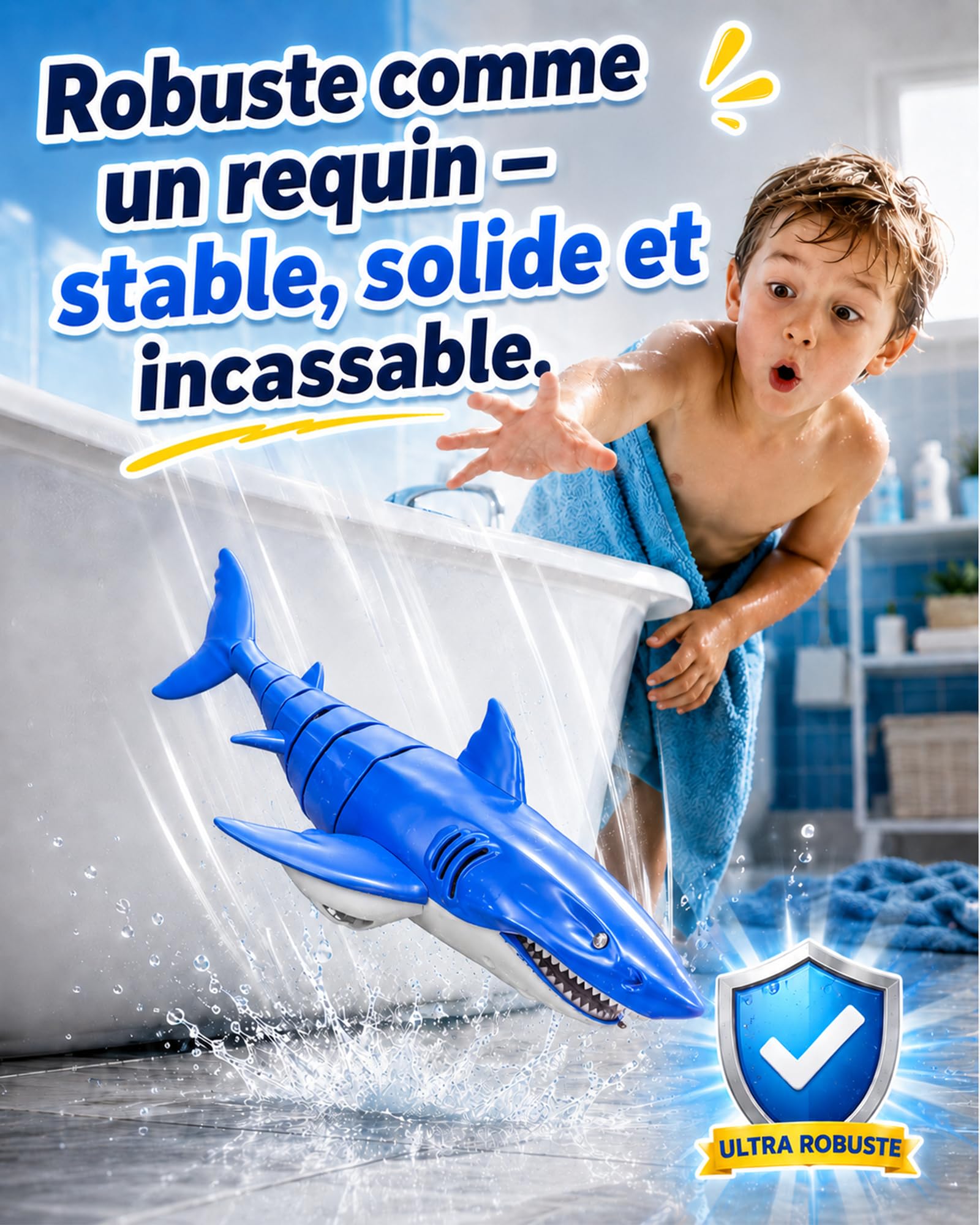 KOKODI Requin Robot télécommandé Lumineux pour Enfants dès 3 Ans – Jouet Aquatique étanche pour Piscine et Bain d'été, télécommande imperméable, Cadeau d'anniversaire Mixte garçon Fille