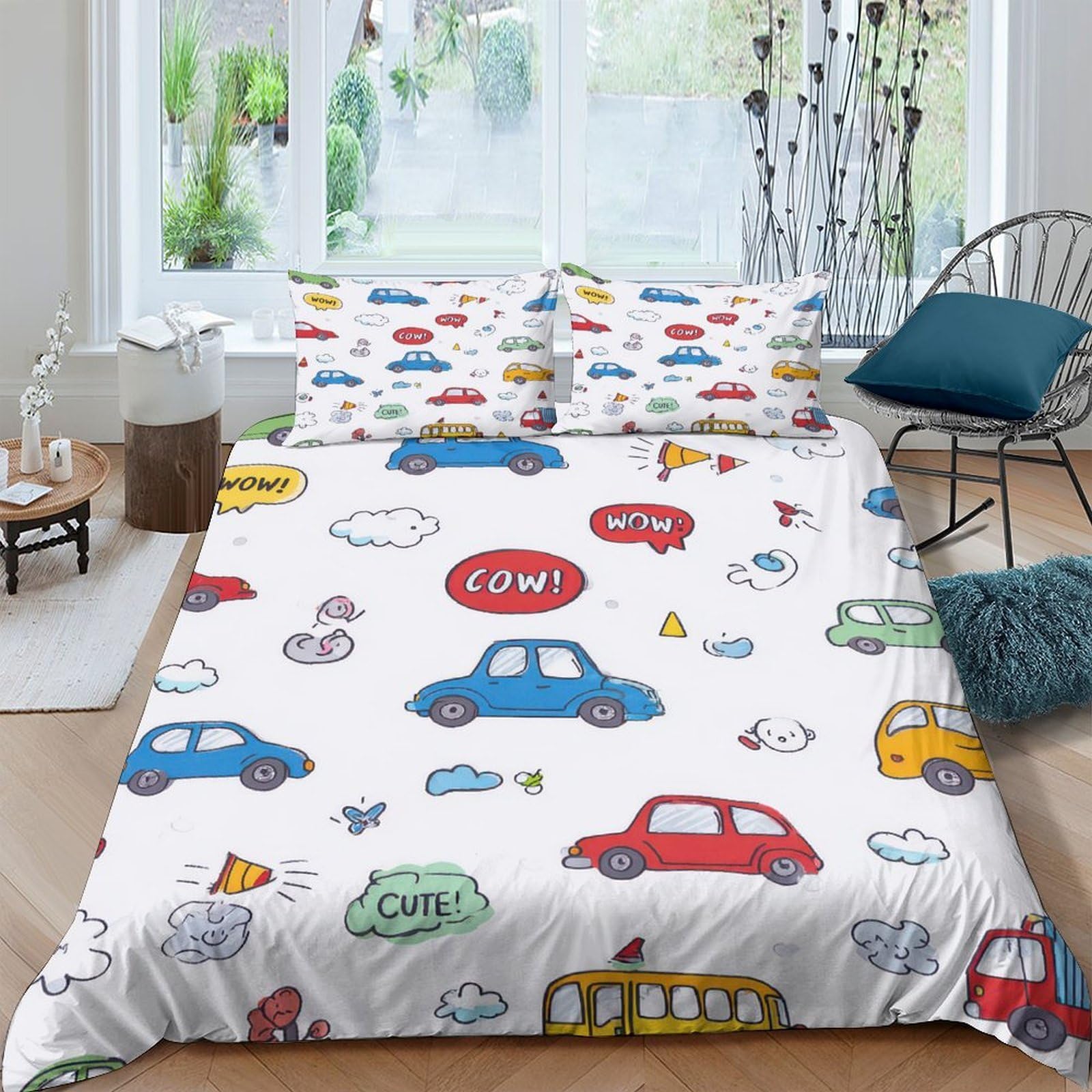 Ctjqhvkz Style-8 3D Printed Cartoon Cars Fitted Sheet Microfiber Soft Colorful Vehicle Bed Cover For Bedroom Dorm Mattress Protection Single（135X200cm）