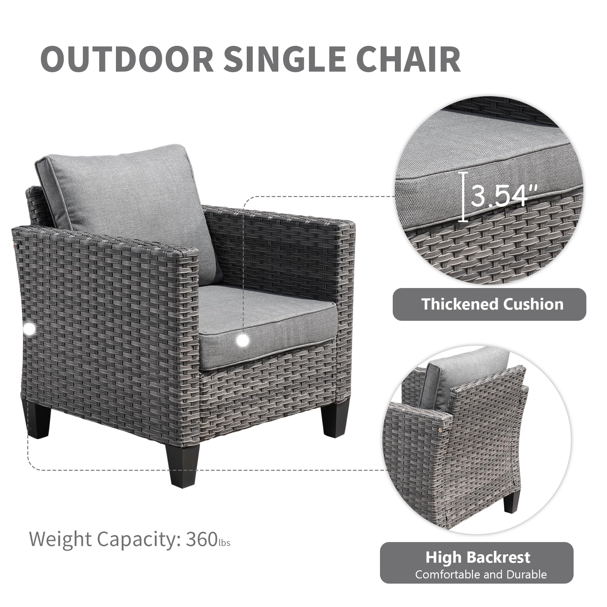 ovios 5 Piece Patio Furniture Set All Weather Outdoor Furniture Sectional Sofa Modern Patio