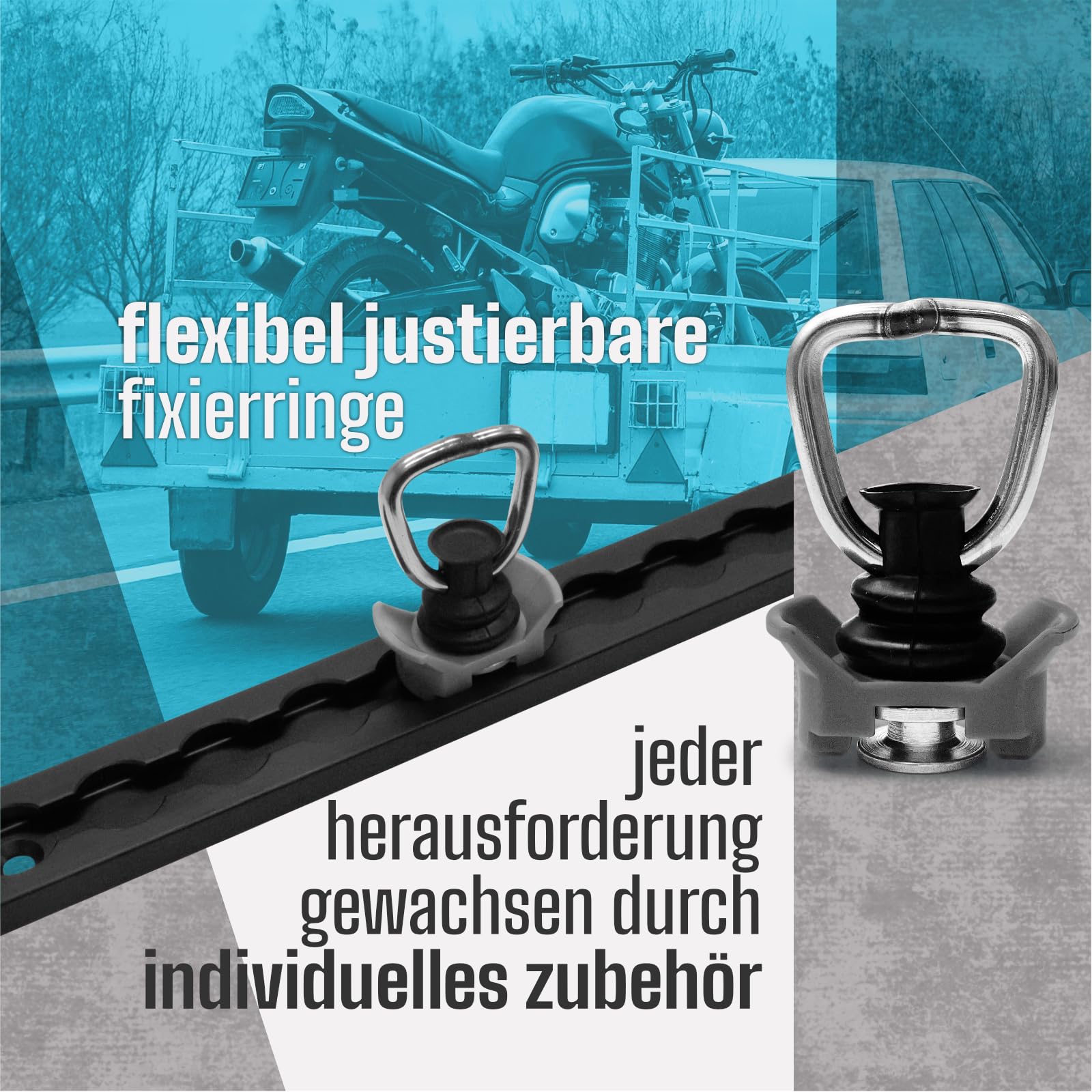 Airlineschiene robust eckig schwarz eloxiert, Alu Zurrschiene 6X 1,5 Meter, hohe Stabilität und Langlebigkeit, für Anhänger, PKW, LKW, Camper, Wohnmobil