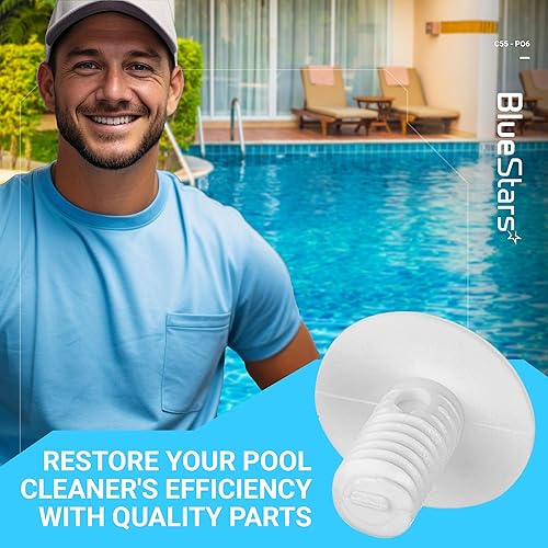Miniatura 7 de Blue Stars - Tornillos de plástico blanco C-55 C55 ultra duraderos (6 piezas) con 6 arandelas adicionales de repuesto para limpiador de piscinas -