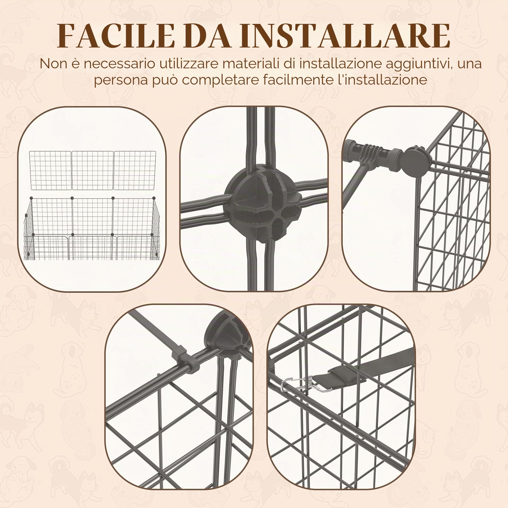 NAIZY Gabbia per gatti a 4 piani, grande con amaca, 146 x 110 x 74 cm, fai da te, gabbia in metallo rimovibile, per interni e balconi