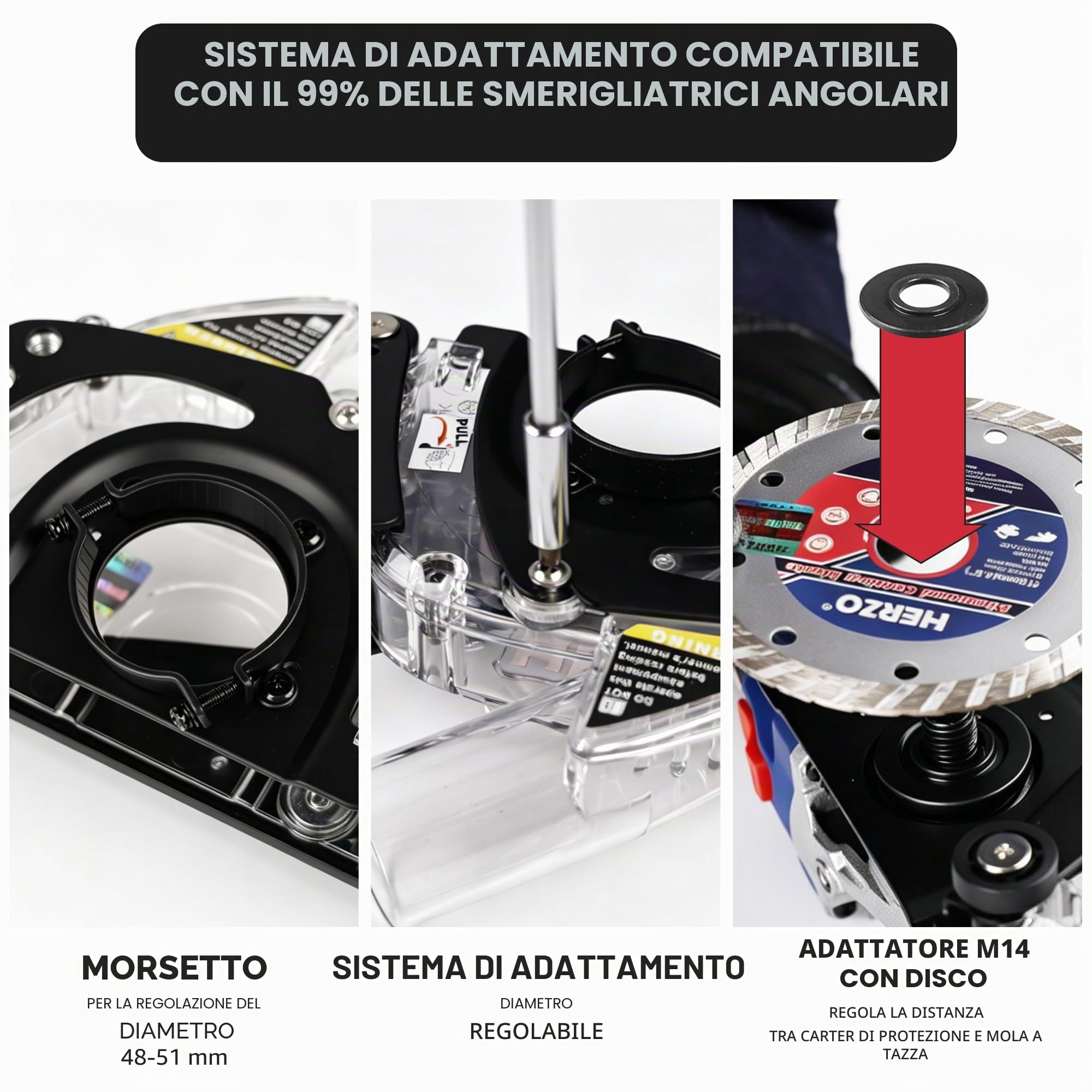 HERZO Cuffia Aspirazione con Slitta 115/125 mm