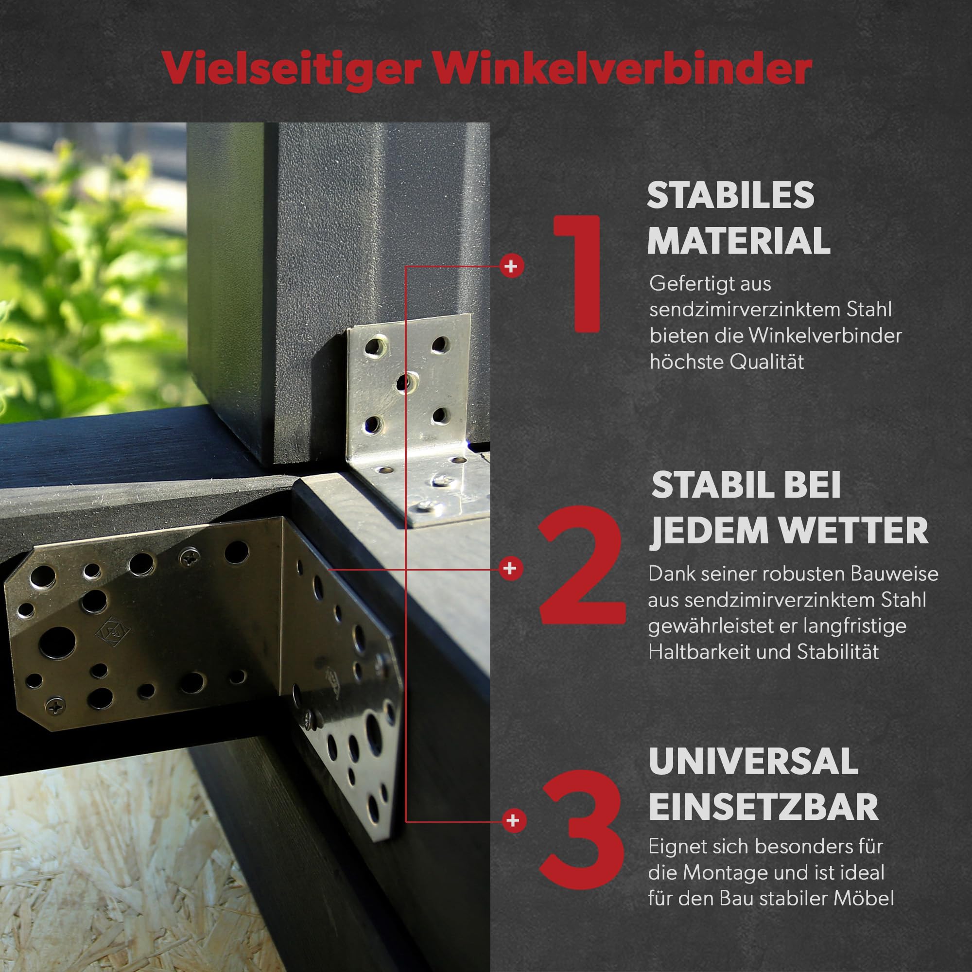 25 x siwitec Winkelverbinder aus sendzimirverzinktem Stahl, 105 x 105 x 90 mm, witterungsbeständige Holzverbinder, Stahlwinkel, Eckwinkel, 90 Grad Winkel, Bauwinkel