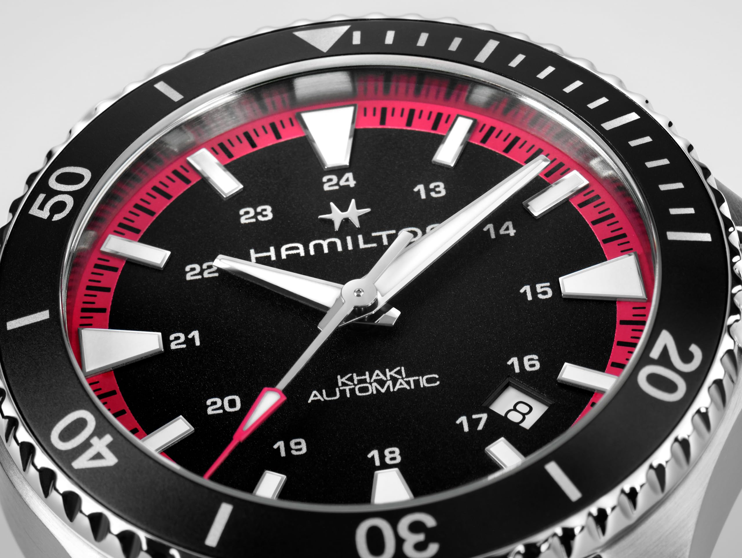 Hamilton Watch Khaki Navy Scuba Auto, Stainless Steel Case 40mm, Pink Rubber Strap (H82395330)