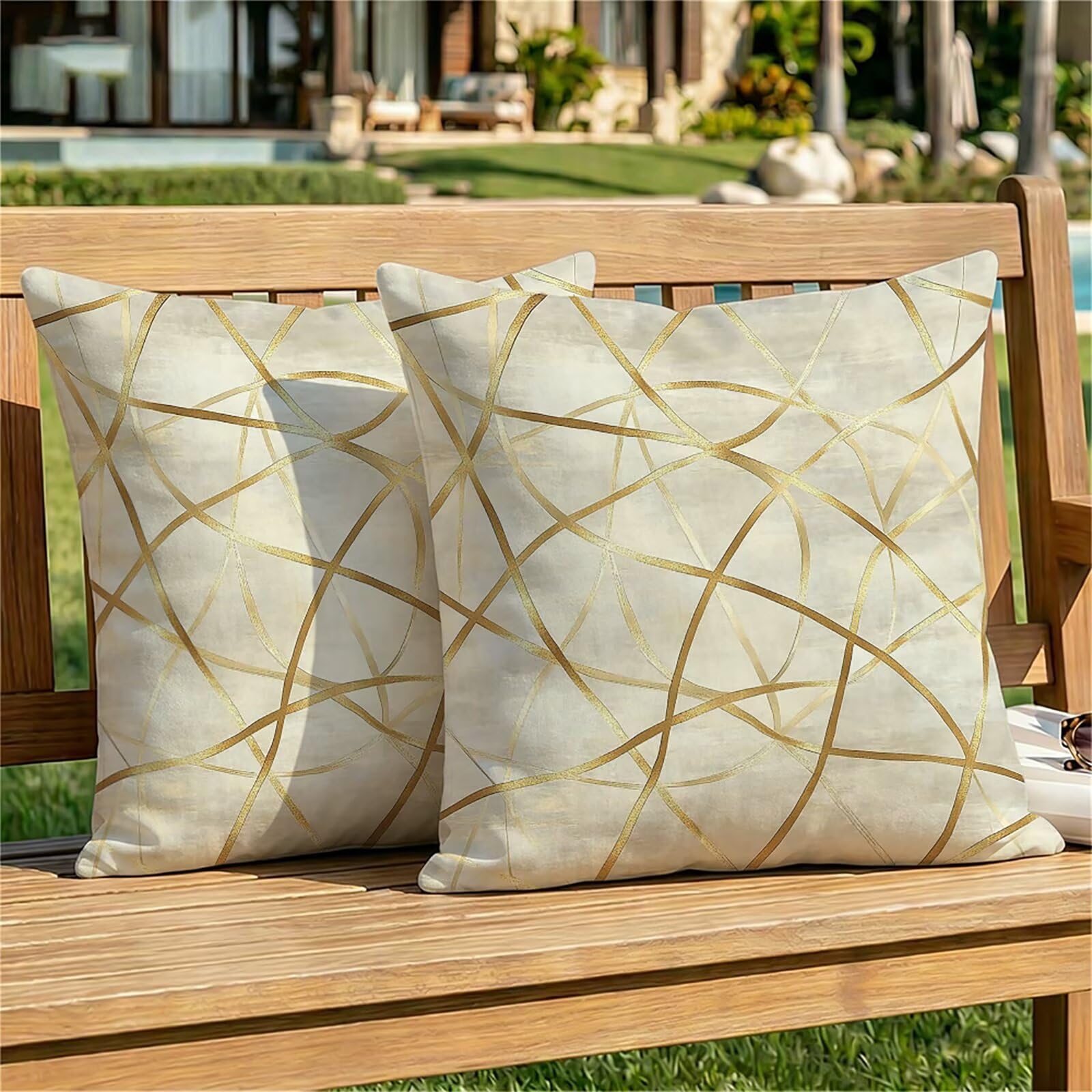 Federe Cuscini Divano 65x65 cm Oro Cuscino Divano Velluto Decorativo Set da 2, con Cerniera Moderno Cuscini da Esterno Impermeabili Federa Cuscino per Divani Camera de Letto Soggiorno Auto dj-705