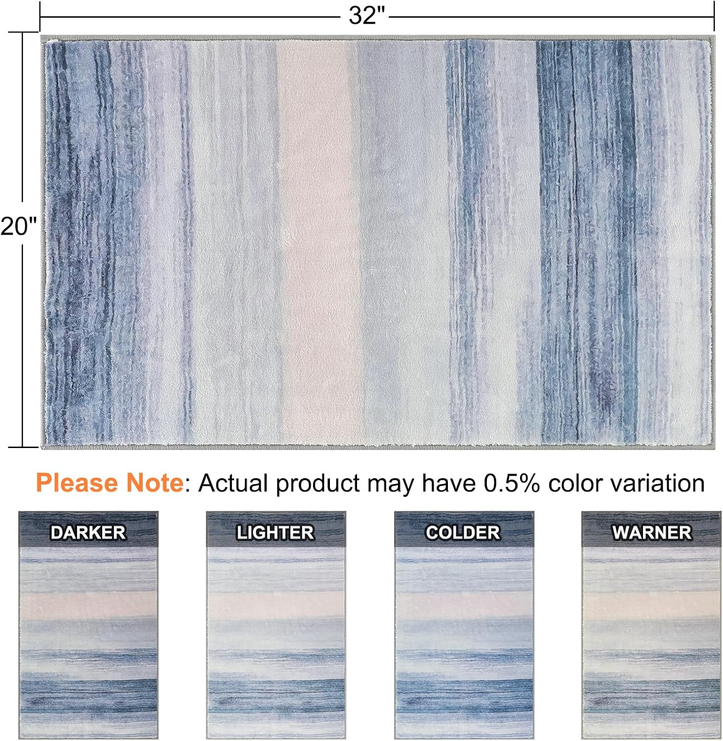 CRISTGEE Door Mat, Front Indoor Door Mat Faux Wool Non-Slip Entryway Rug Absorbent Abstract Throw Rug for Indoor Entrance Hallway Laundry Room, High Traffic Areas, 20X32 Inches, Blue Washable - Image 2