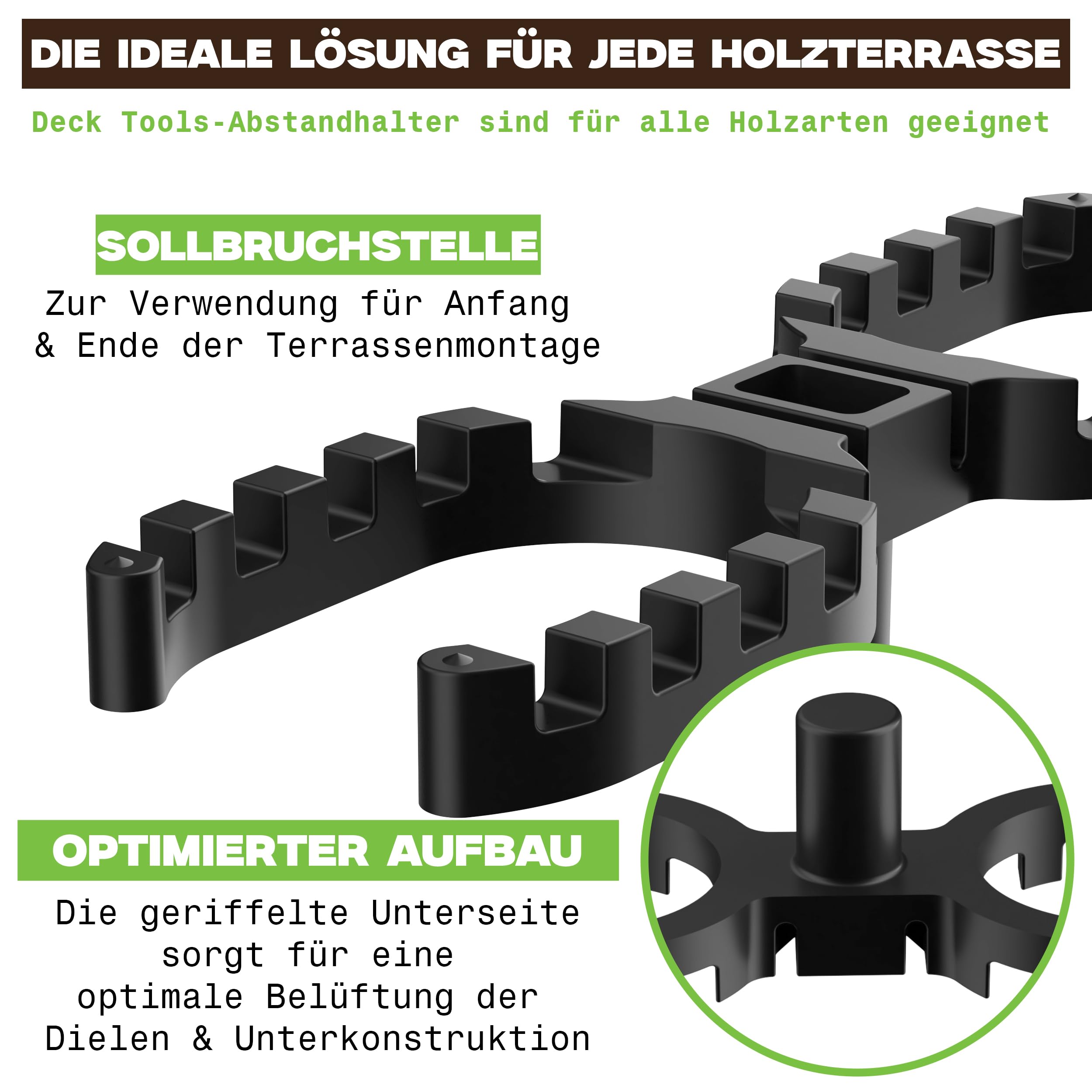 200 Stück 7mm - Abstandhalter für Terrassendielen – Terrassenbau Distanzhalter für gleichmäßige Fugen & Hinterlüftung – Kunststoff-Distanzstück für Holzterrassen & WPC –Made in Germany