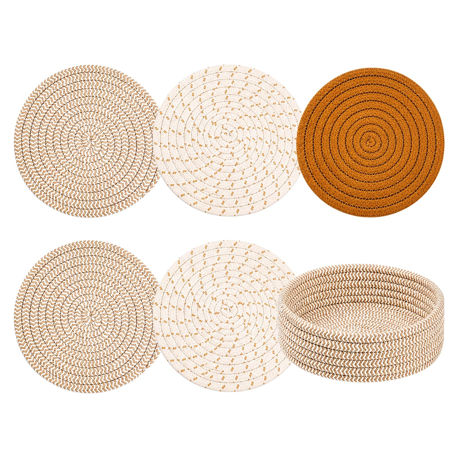 EVERGOODS Round Placemats Set of 6 Braided Woven Place Mats