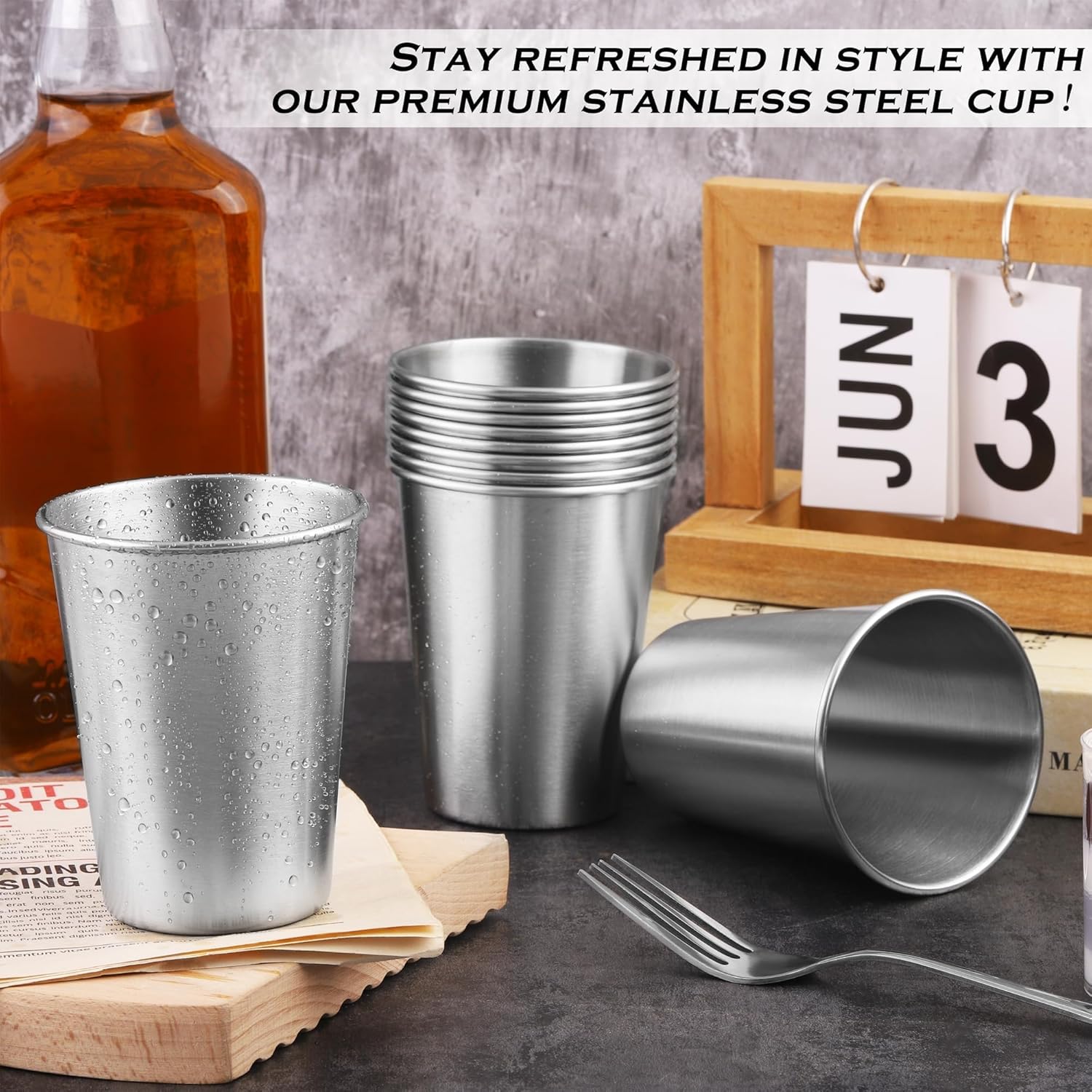 Ruisita 10 Pieces 12 Ounce Stainless Steel Cups Metal Pint Cups Shatterproof Drinking Glasses for Kids or Adults (12 oz/350 ml) - Image 4