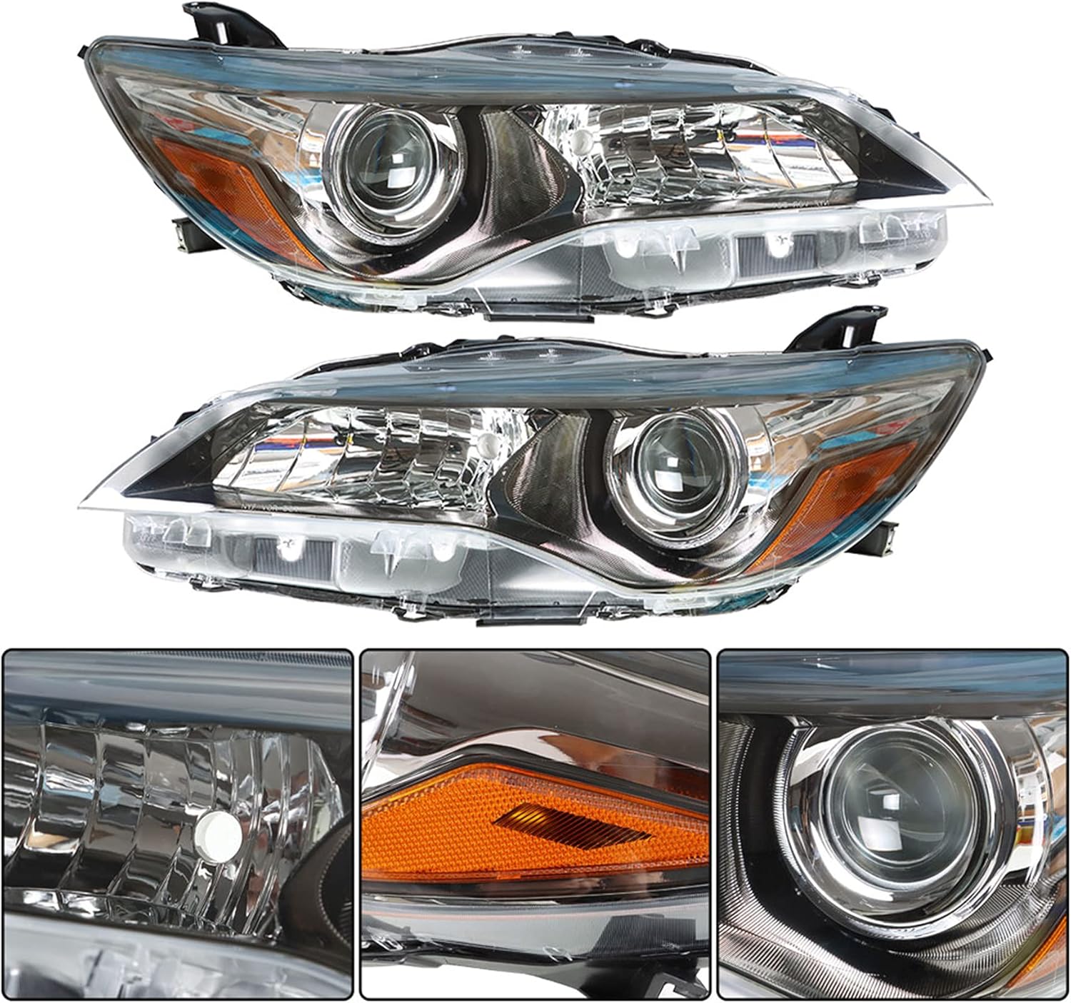 munirater 81150-06C70, 81110-06860 Left & Right Front Headlight Replacement for Camry 2015 2016 2017 Headlights Headlamps Driver & Passenger Side