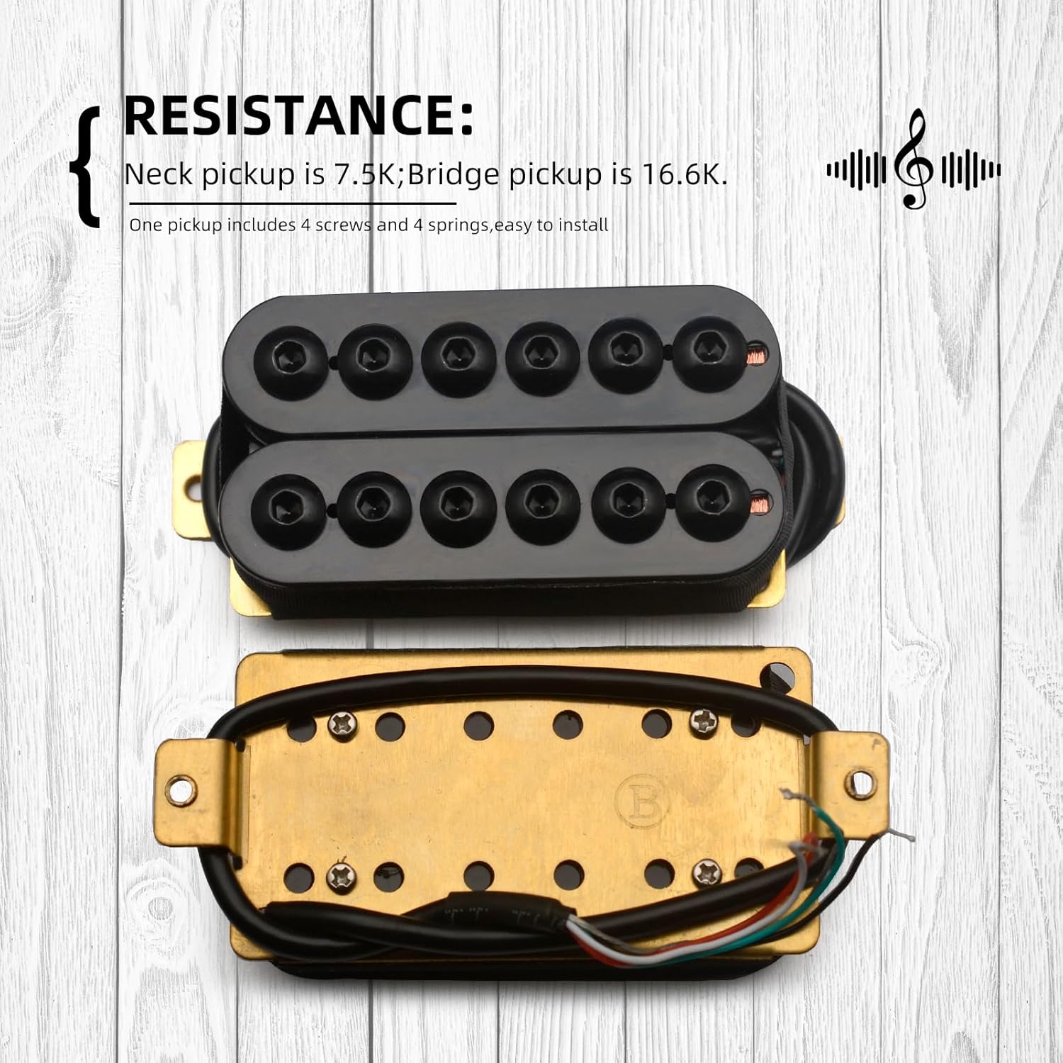 MAXCHEER Guitar Humbucker Pickup (black, 7.5K&16.6K)