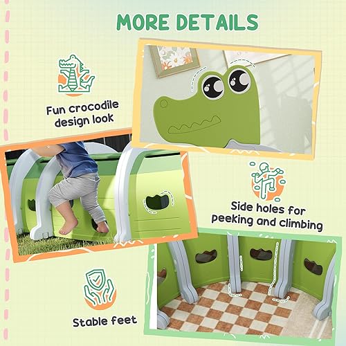 Vista 42 de Qaba Túnel de oruga, túnel para niños pequeños para gatear y escalar, estructura de juego para niños en interiores y exteriores, 4 secciones