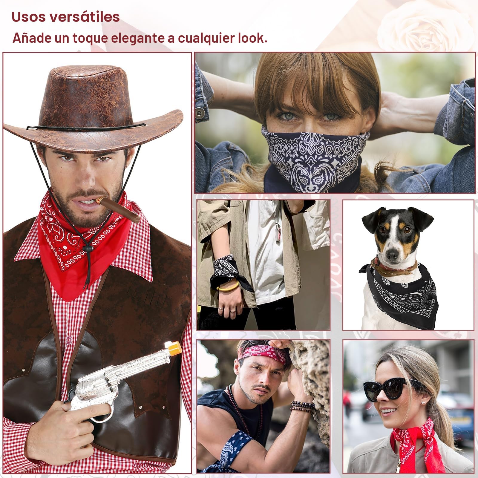 Vinuwu 12 Bandana, 50x50cm Paisle Pañuelos Cabeza mujer y Hombre, Nailon Colorido Mujer Cinta pelo Pañuelos Cabeza Turbante