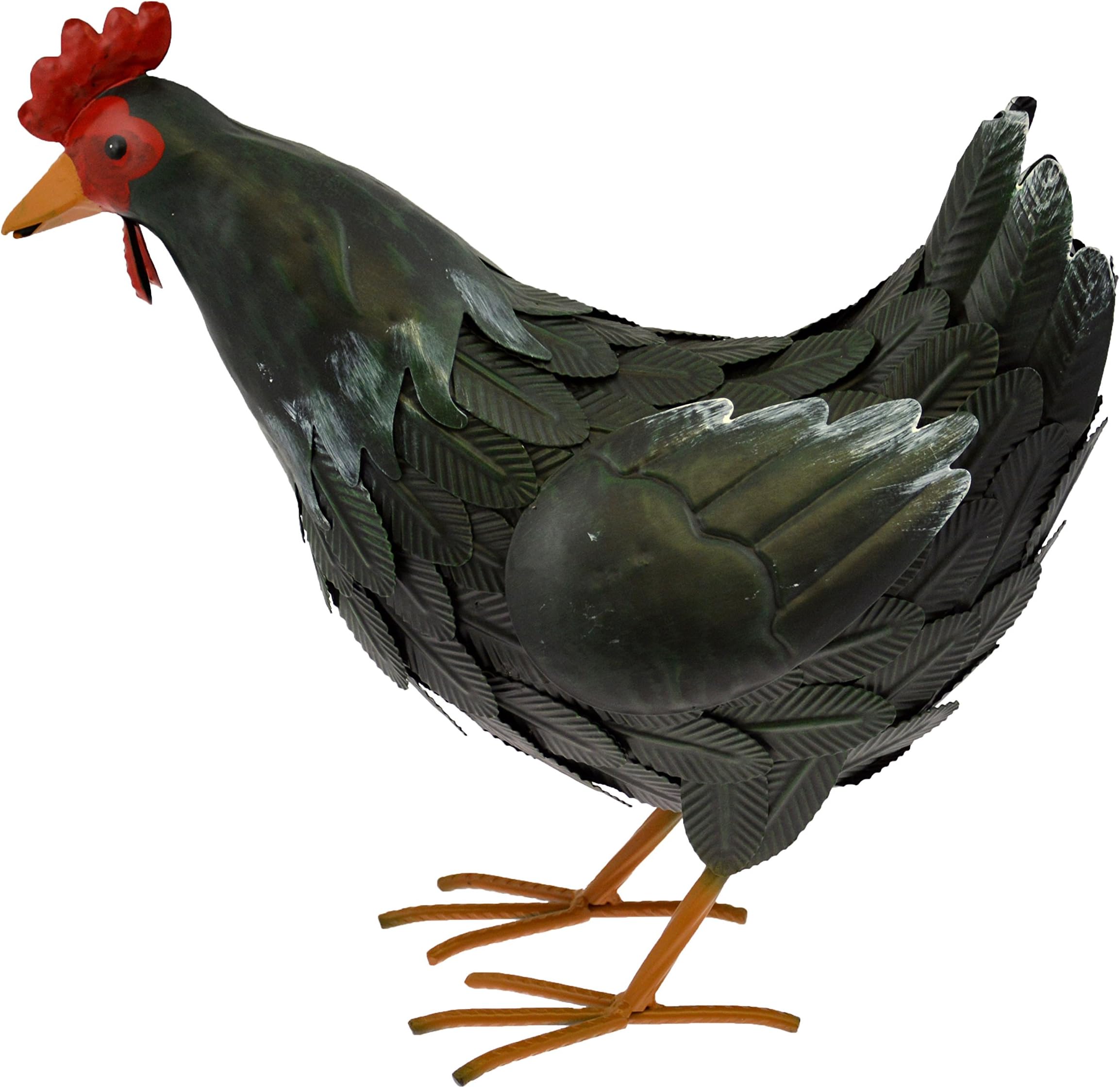 Green Jem Hen Metal Garden Decoration Ornament, Dark Green, 39x18x36 cm