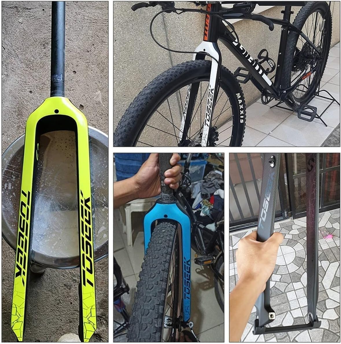 Bicycle Rigid Fork, 3K Full Carbon Front Forks, Disc Brake, Hard, Accessories, Straight, 26/27.5/29 Inch(B,27.5)