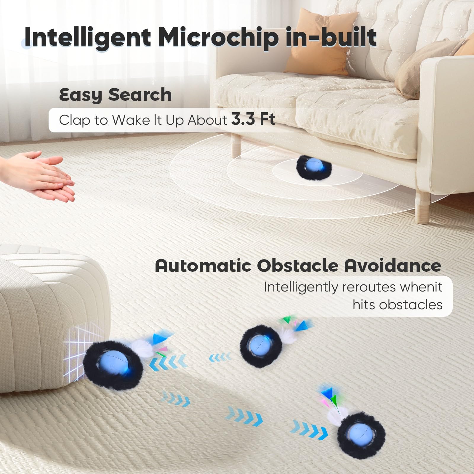 GoldenSun Cat Toy, Motion Chirp-Activated Single Cat Ball Toy - Image 4