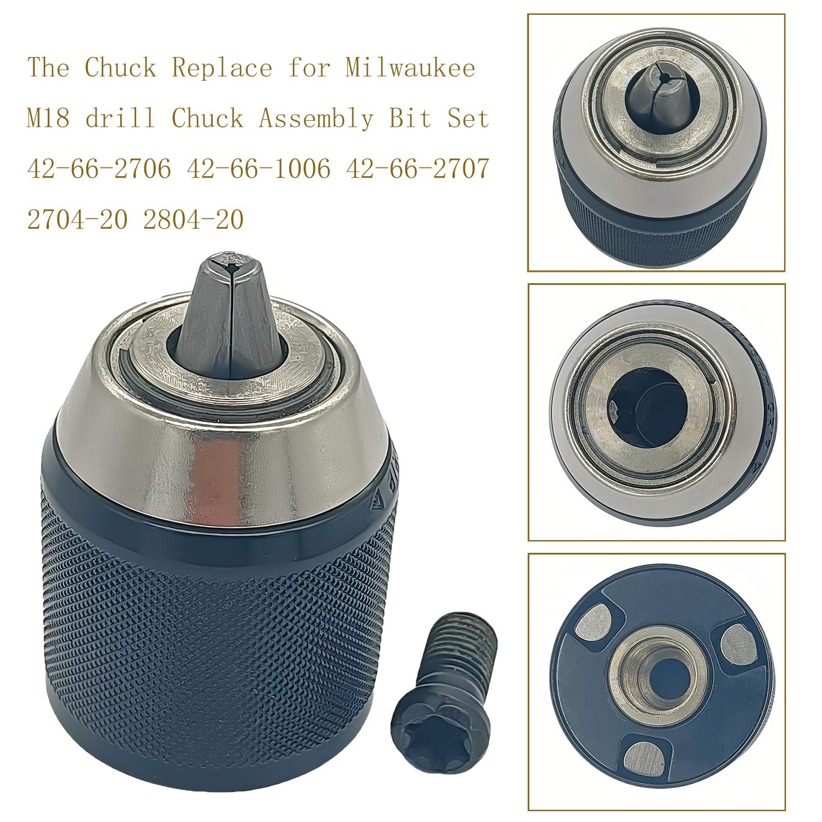 Keyless Drill Chuck Replacement 42-66-2706 Replacement Keyless Drill Chuck – 1/2″ Size, 9/16″-18 Thread, Fits Milwaukee 2704-20, 2804-20, 2906-20 & More Keyless Drill Chuck Replacement 42-66-2706 Replacement Keyless Drill Chuck – 1/2″ Size, 9/16″-18 Thread, Fits Milwaukee 2704-20, 2804-20, 2906-20 & More