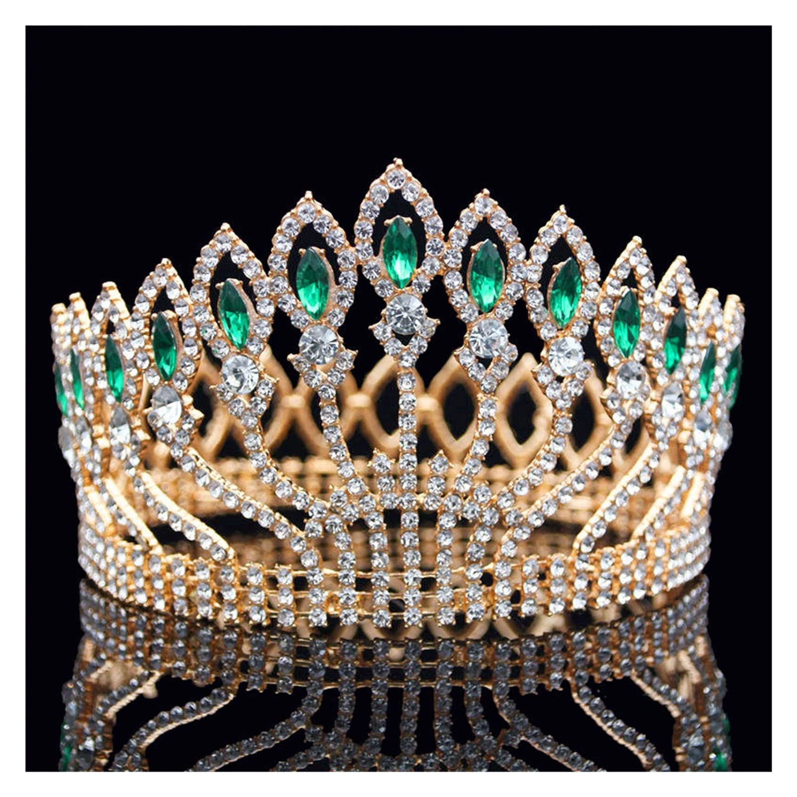 Biżuteria do włosów Moda Kryształ Metal Duża korona Różowa korona ślubnaPageant bnaPageant Diadem Korona królowej króla (kolor metalu: srebrny fiolet, rozmiar: korona) (złota zielona korona)