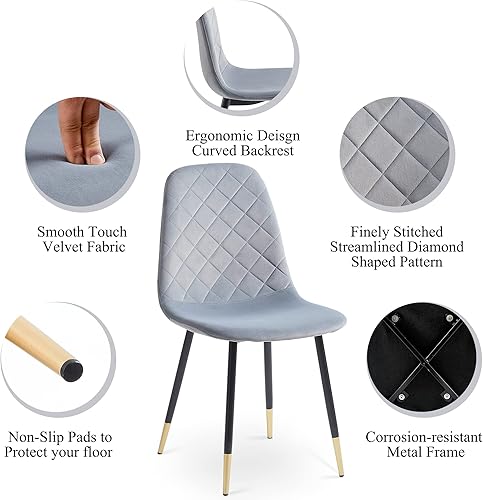 Miniatura 10 de NORDICANA Juego de mesa de comedor de 5 piezas mesa de cocina rectangular moderna de 47 pulgadas y 4 sillas laterales de tapicería de terciopelo