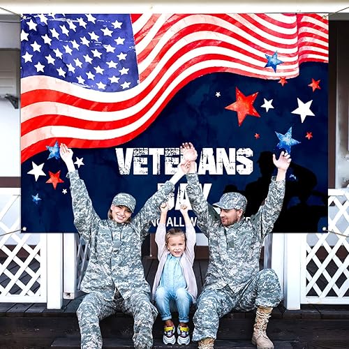Miniatura 5 de Pancarta de fondo del día de los veteranos Honrando a todos los que sirvieron estadounidense, patriótico, fiesta, fotografía, decoración de fiesta
