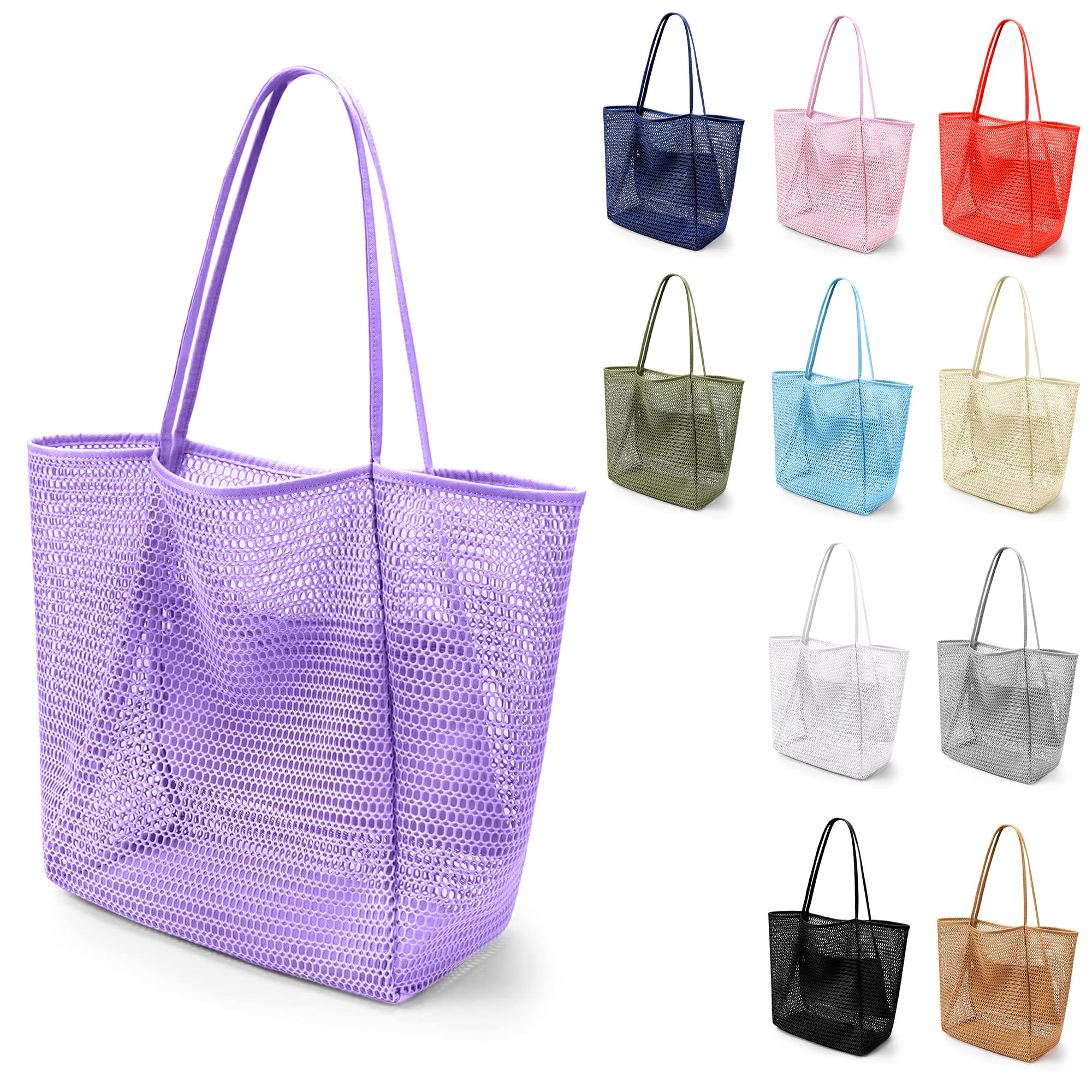 VOROLO Mesh Tote Beach Bag,Women Fairycore Hobo Bag,Shoulder Bag,Soft Summer Casual Crochet Bags