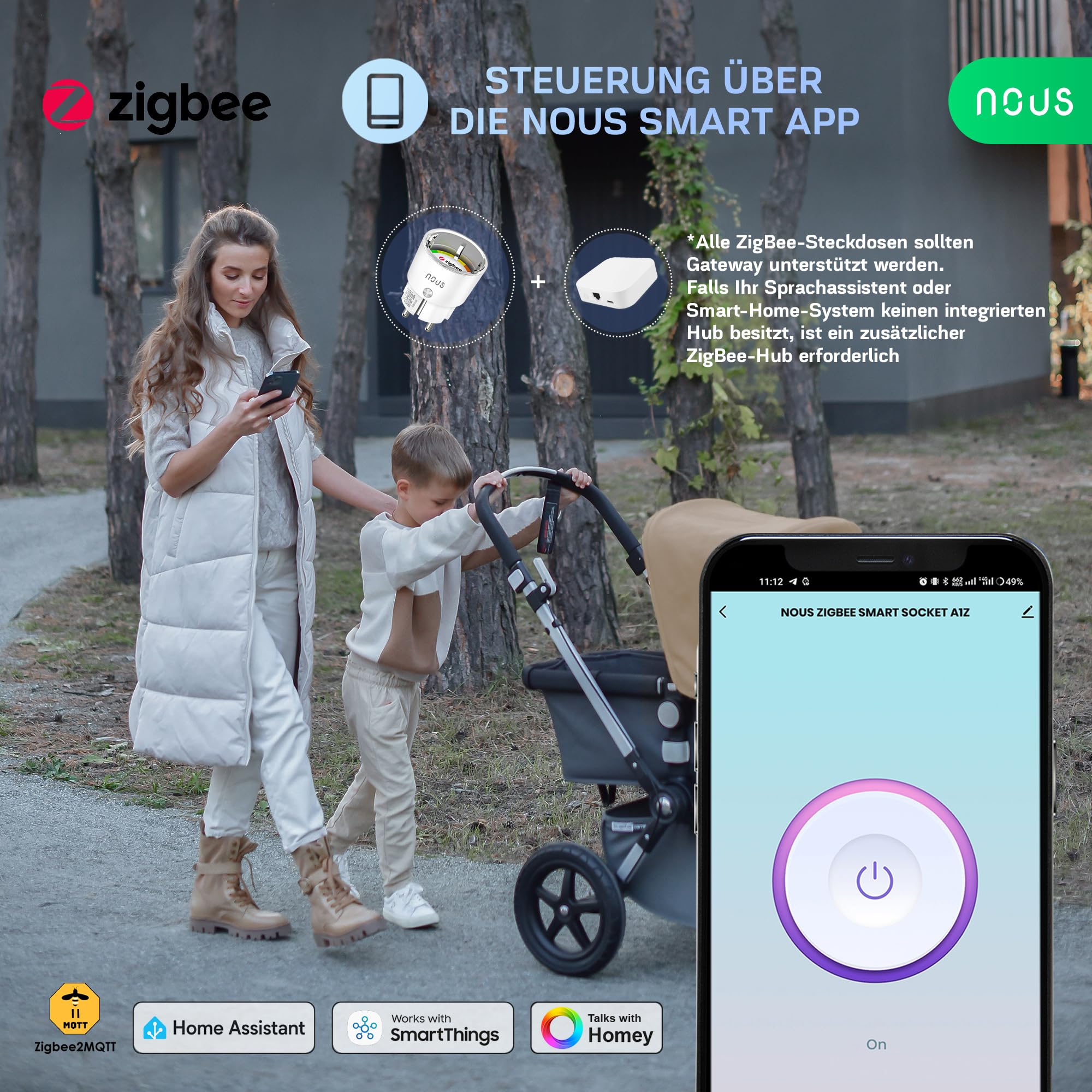 A1Z ZigBee Smart Steckdose mit Energieüberwachung, 10A, Fernsteuerung, Sprachsteuerung, Zeitplan & Timer, Kompatibel mit Alexa, Google Home, ZigBee Hub Erforderlich, Pack of 4