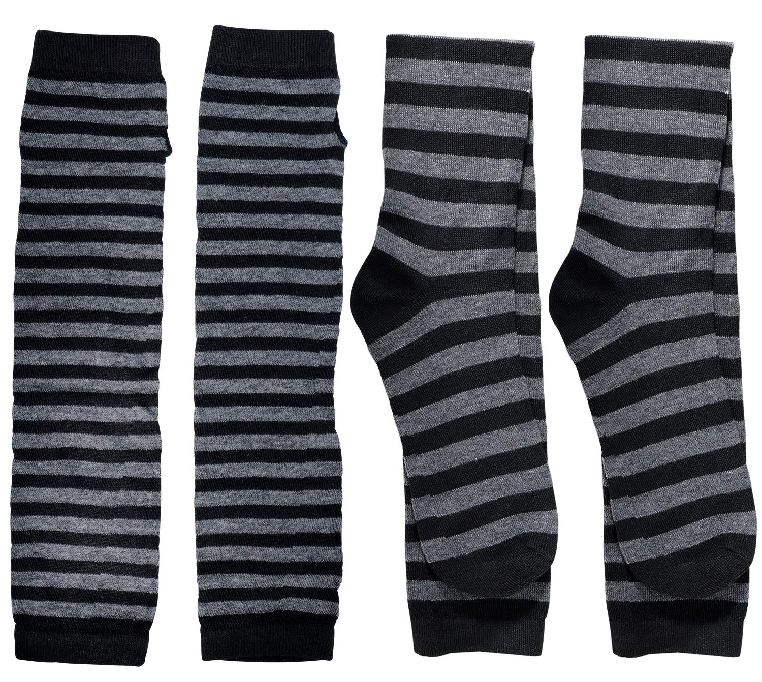 Bienvenu Womens Socks Striped Knee High Socks Arm Warmer Fingerless Gloves Set