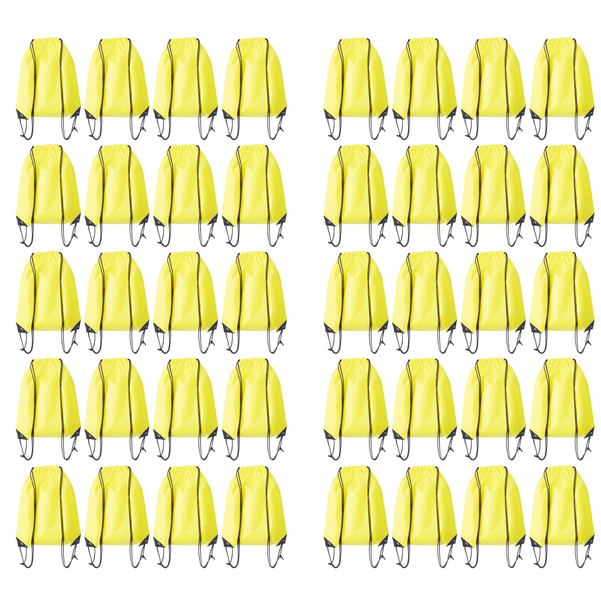 JohahaTim Drawstring Backpack Bulk 50 Packs Draw string bags for Gym Sports Trip Pedestrianism Cinch Sack DIY for Women Men with Memo Card(Yellow)