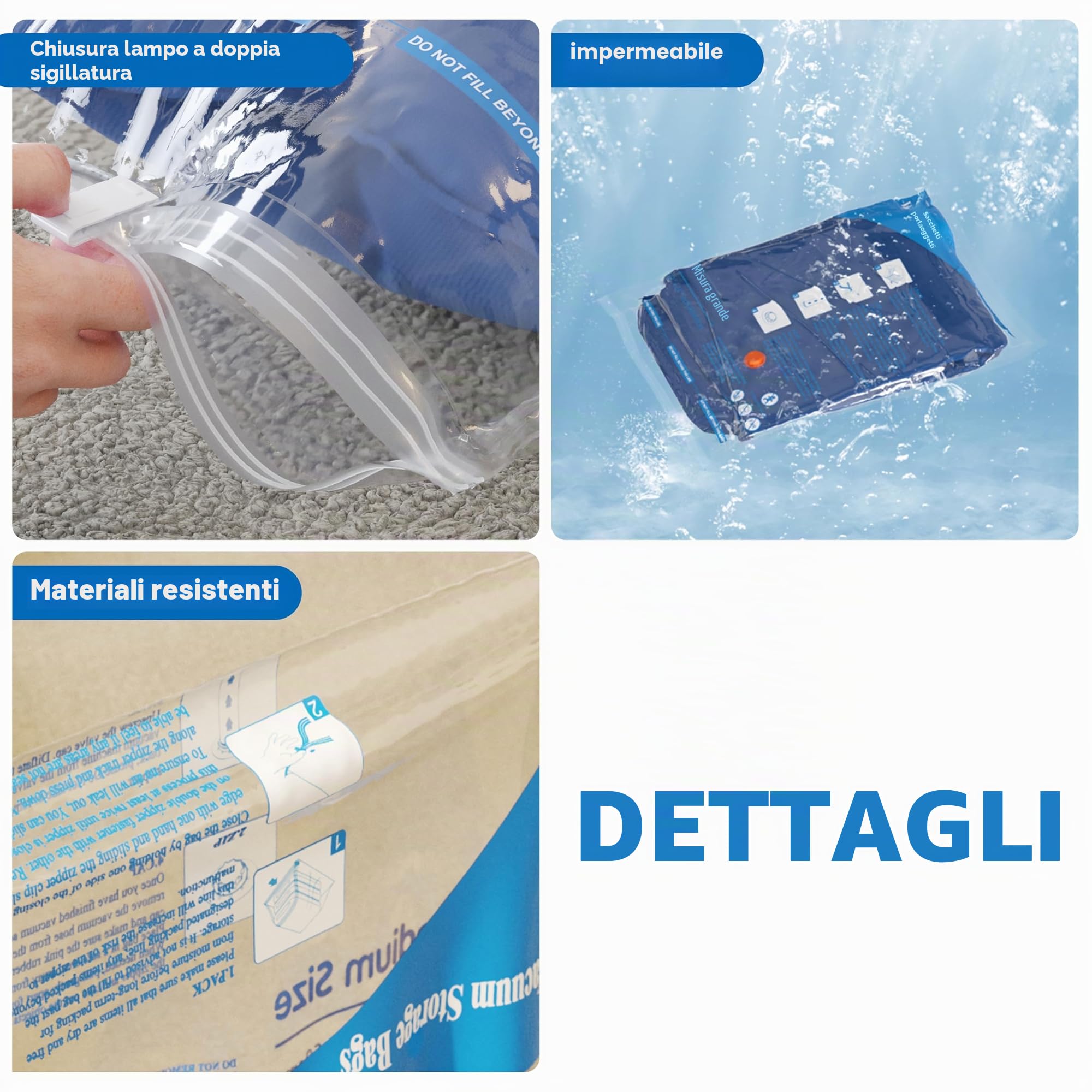 MEIQIHOME Confezione da 24 sacchetti sottovuoto in Poliester con Pompa ad Aria Elettrica, Sottovuoto, 24 Combo-EPUMP