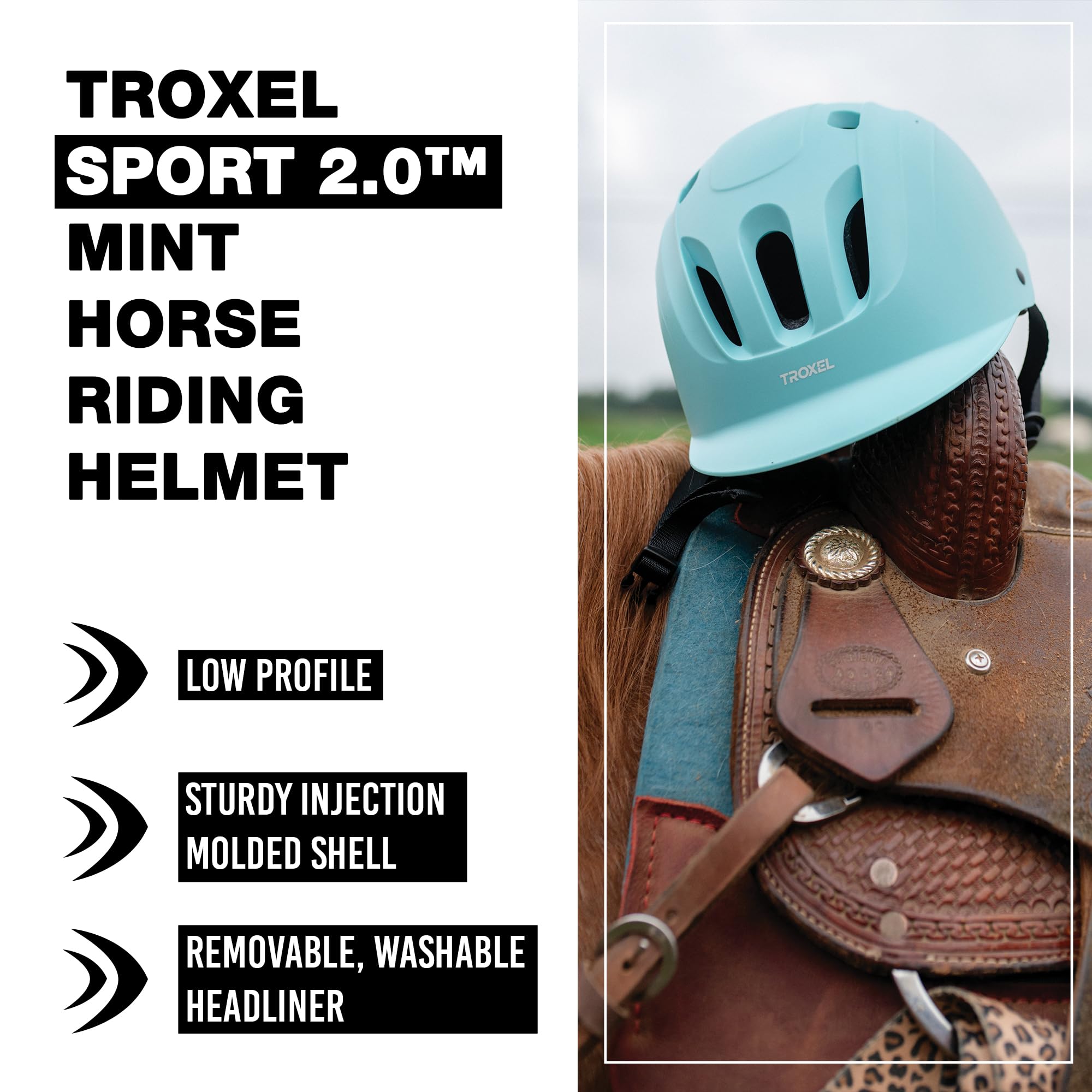 Troxel Sport 2.0 Injection Molded Horse Riding Helmet, Lightweight Adjustable Design, Safety Horseback Riding Gear, Medium (7-7-1/4), Mint