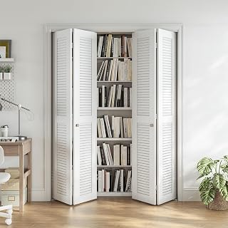 SMARTSTANDARD 60" x 80" Louvered Bifold Closet Door, MDF, White