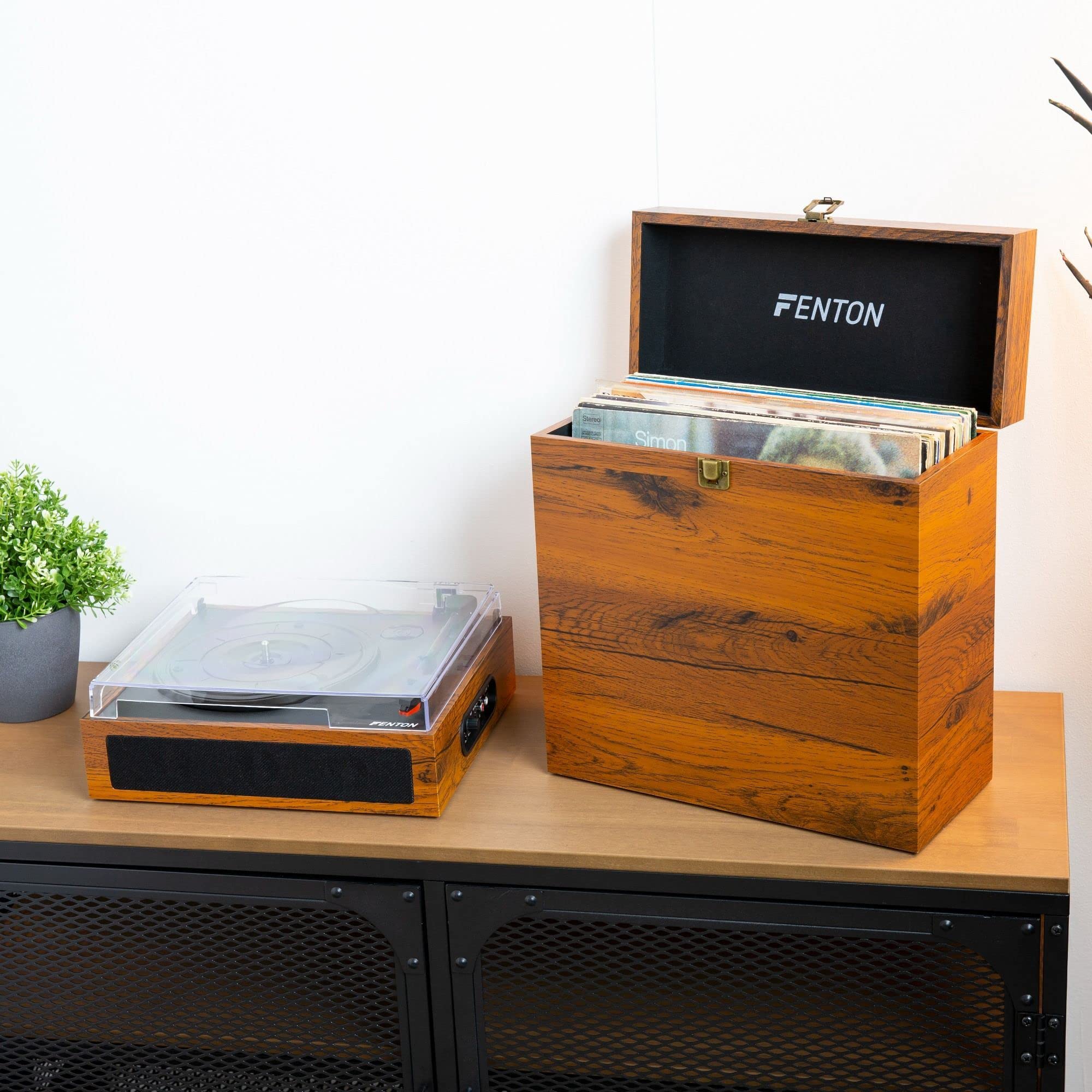 Fenton RP170L Platine Vinyle Bluetooth avec Valise de Rangement - Bois Clair, Haut-Parleurs Intégrés, Sortie Ligne et Casque, Une Platine Idéale pour Décorer et Écouter Vos Vinyles