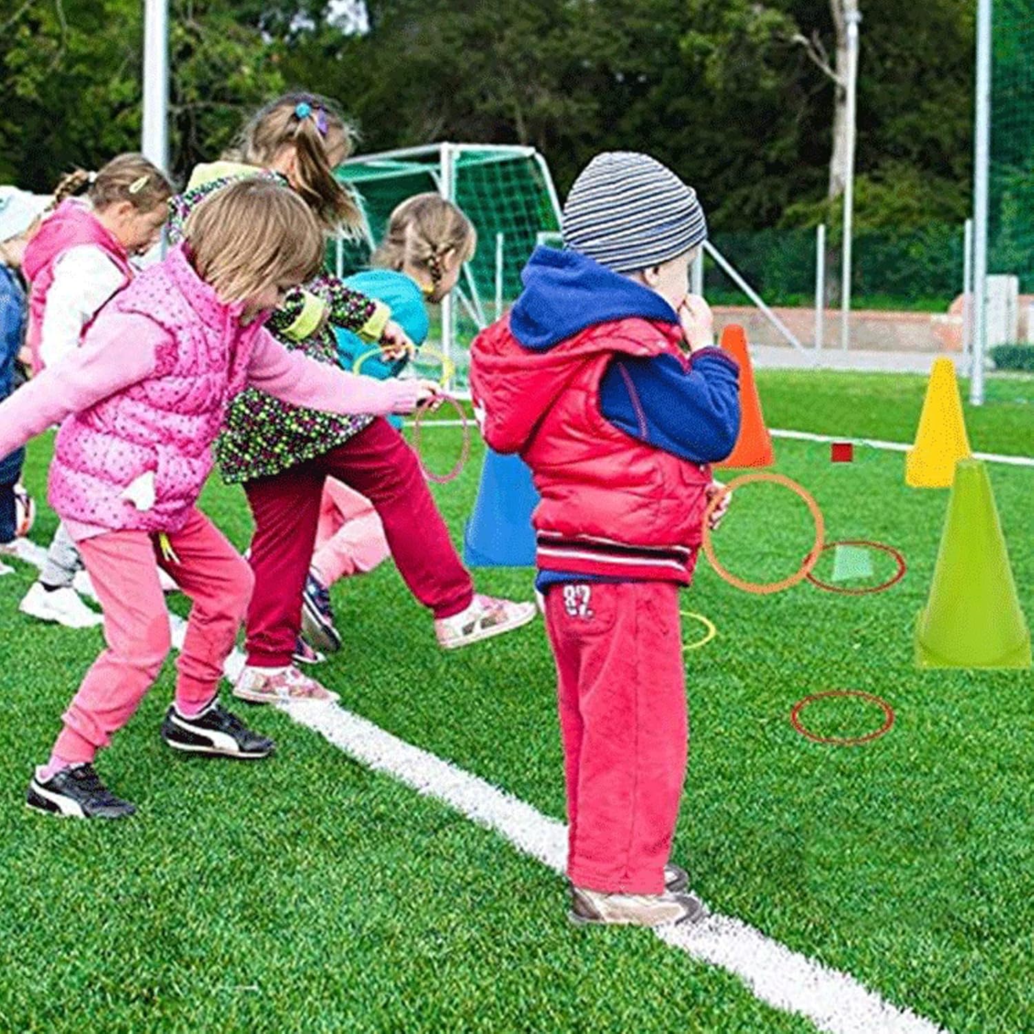 Carnival Games Combo Set - Traffic Cone Throwing Rings Set for Outdoor Sports, with Mesh Bag